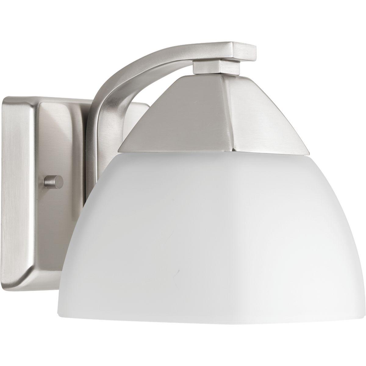 Progress Lighting, Appeal Collection, 1-Light Wall Sconce, Brushed Nickel, Etched White Glass Shade