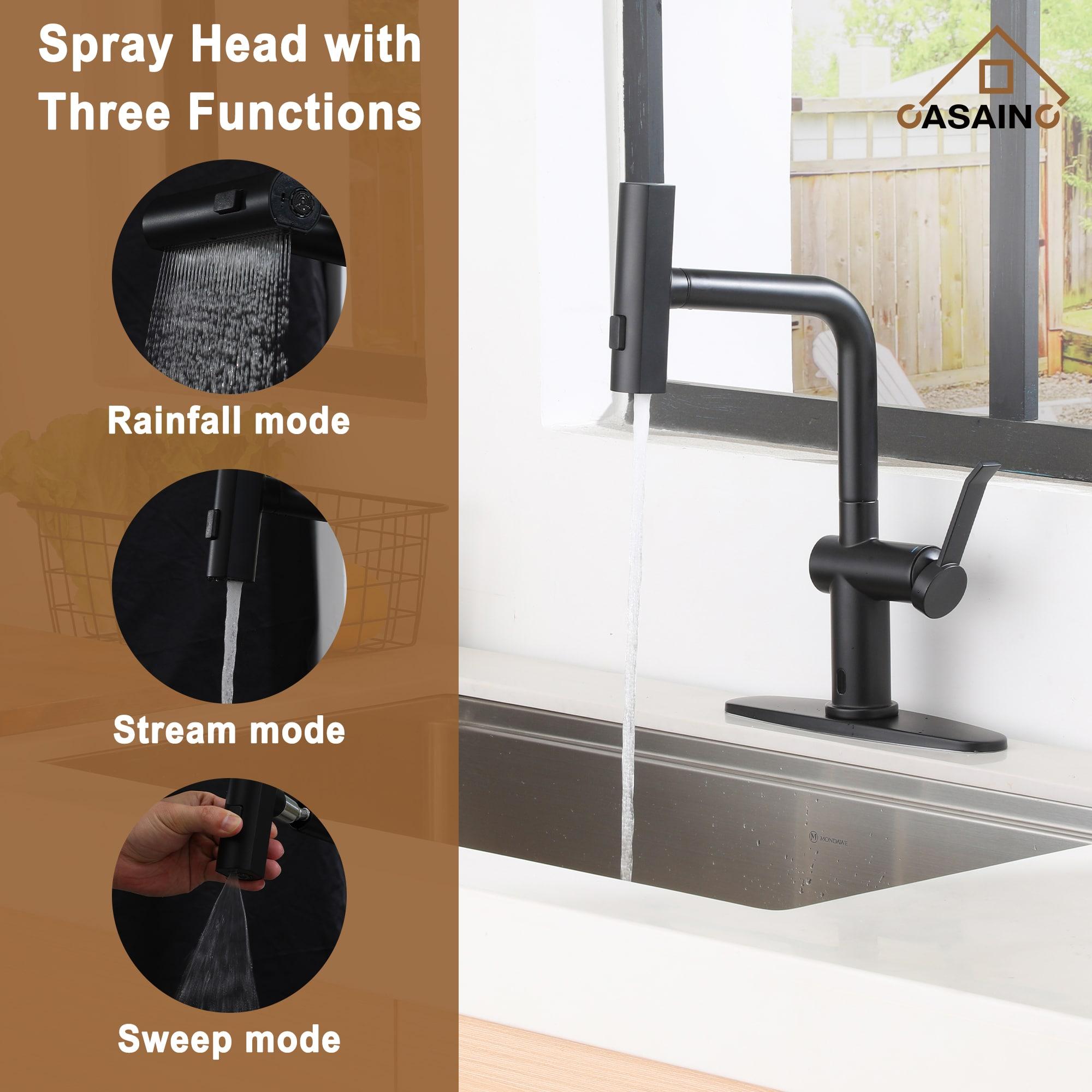 Willow Single Handle Pull Out Kitchen Faucet with Touchless Sensor, Three-function Mode Sprayer