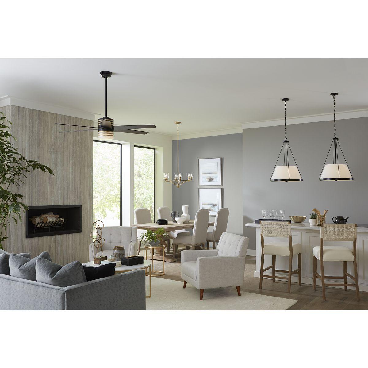 Progress Lighting Parkhurst 6-Light Chandelier, Brushed Bronze, Glass, Elegant Transitional Style, Ideal for Dining Rooms & Bedrooms.