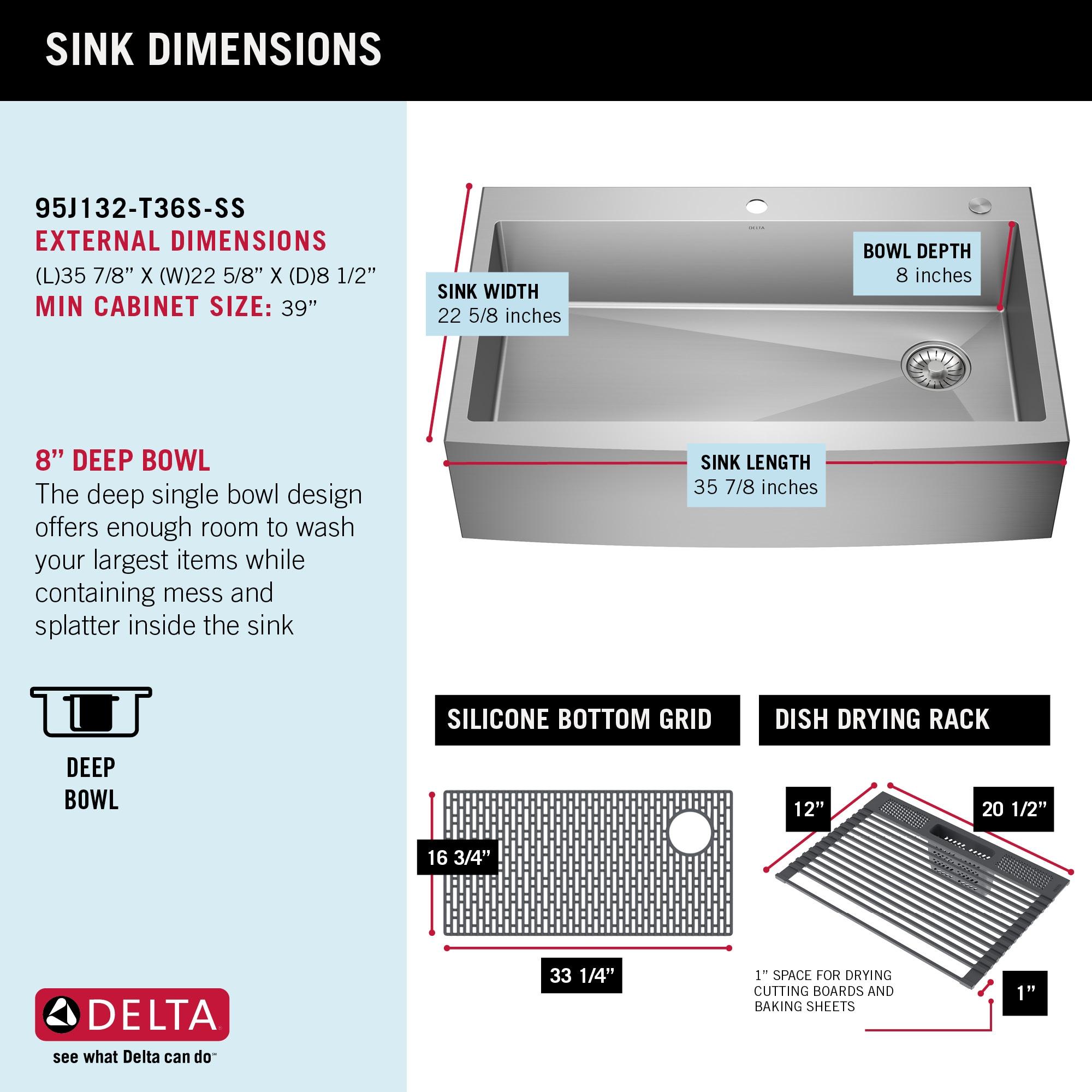 Lenta Retrofit Farmhouse Apron Front 16 Gauge Stainless Steel Single Bowl Kitchen Sink for Top Mount Installation