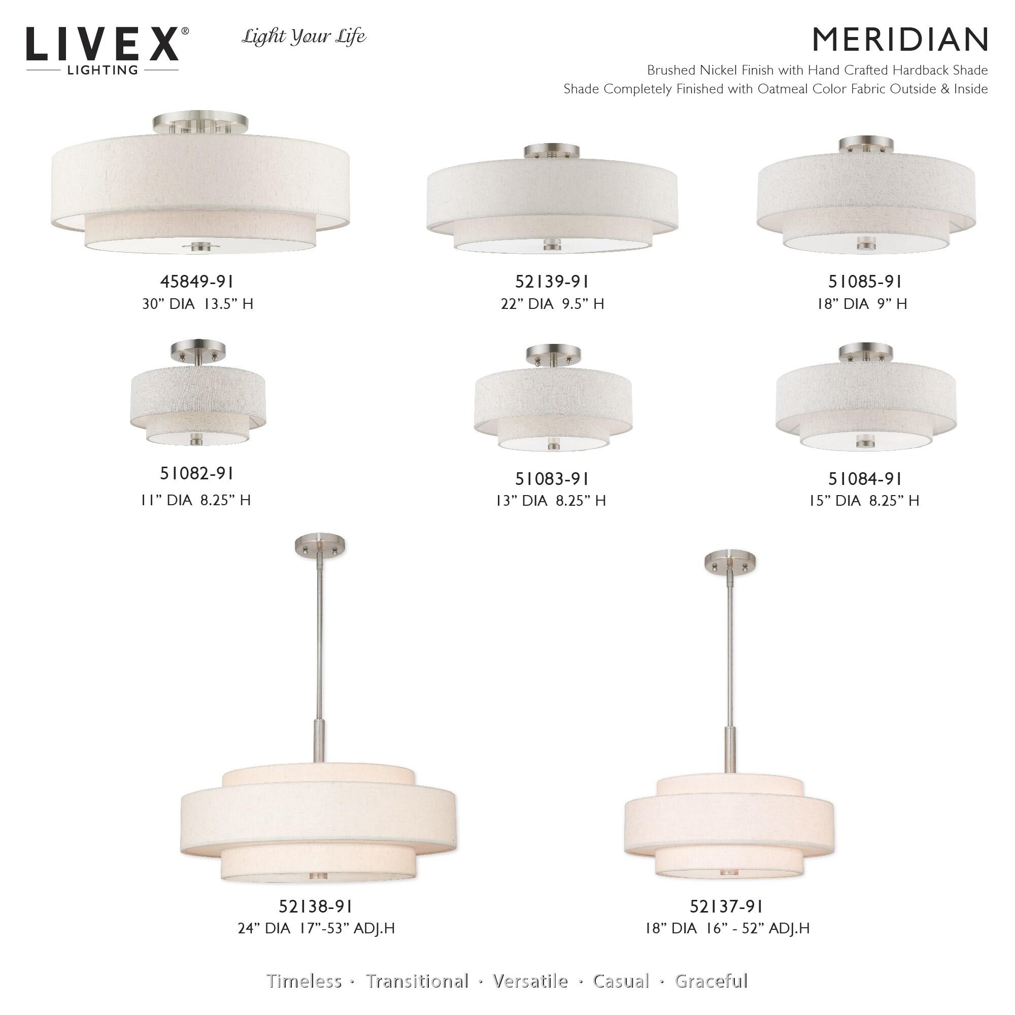 Livex Lighting Meridian 5 - Light Semi-Flush Mount in  Brushed Nickel