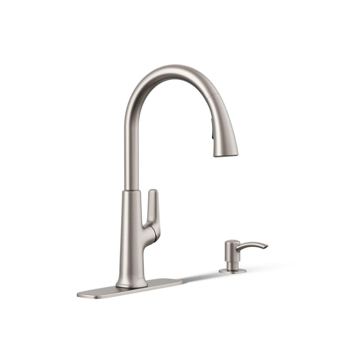 Volt Stainless Steel Pull-Down Kitchen Faucet with Soap Dispenser