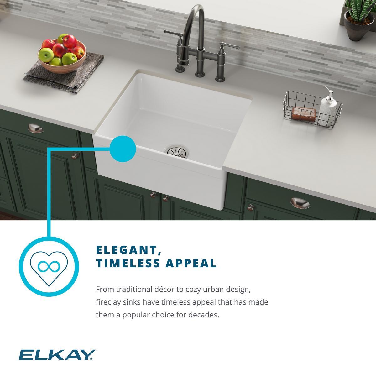 Elkay Fireclay 25" L x 19" W Farmhouse Kitchen Sink