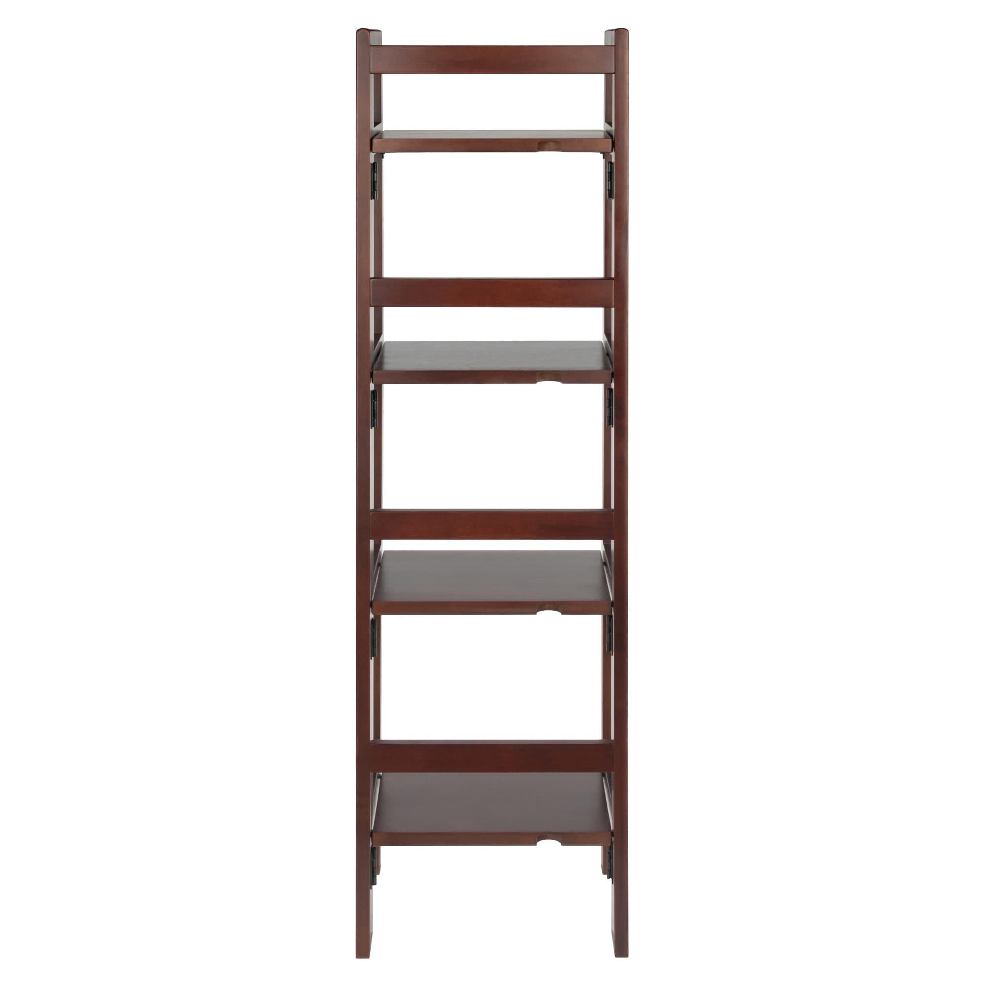 51.34" Terry Folding Bookcase Walnut - Winsome: Beech Wood, 4 Shelves, Space Saver