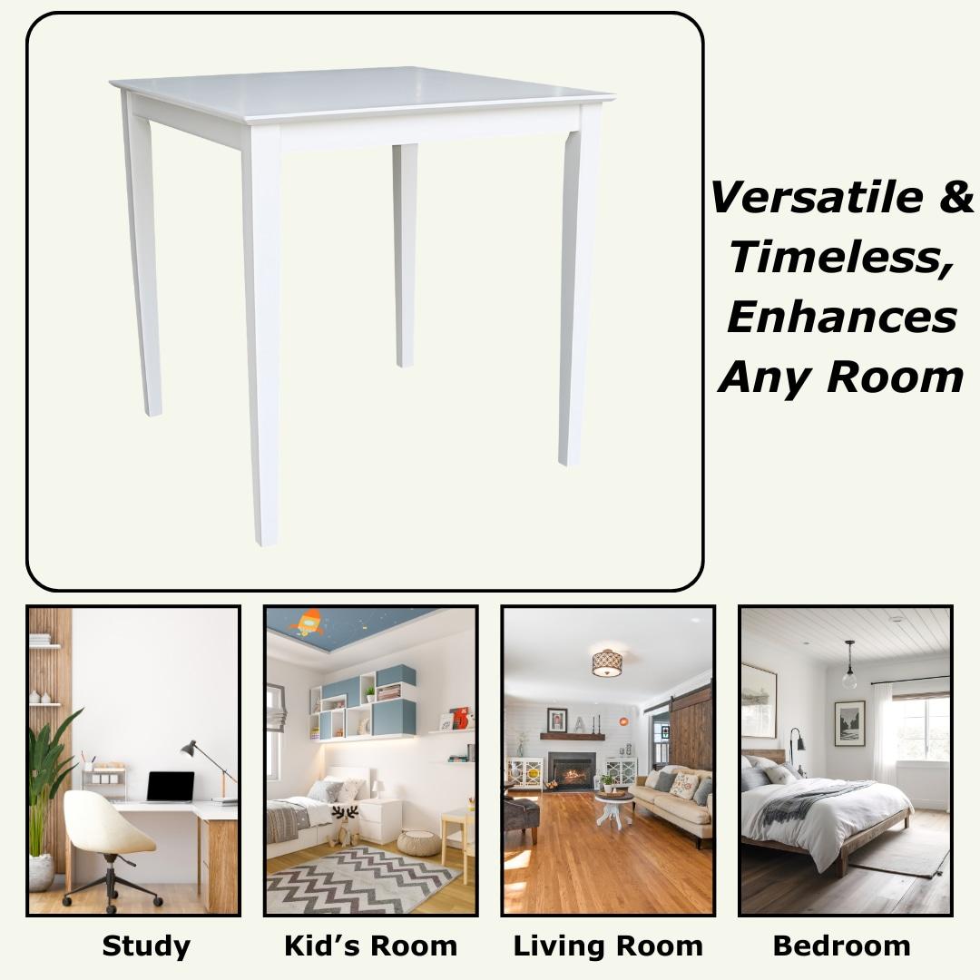 International Concepts Solid Wood 36" Square Counter Height Dining Table White: 4-Seat, Non-Extension, Wood Frame