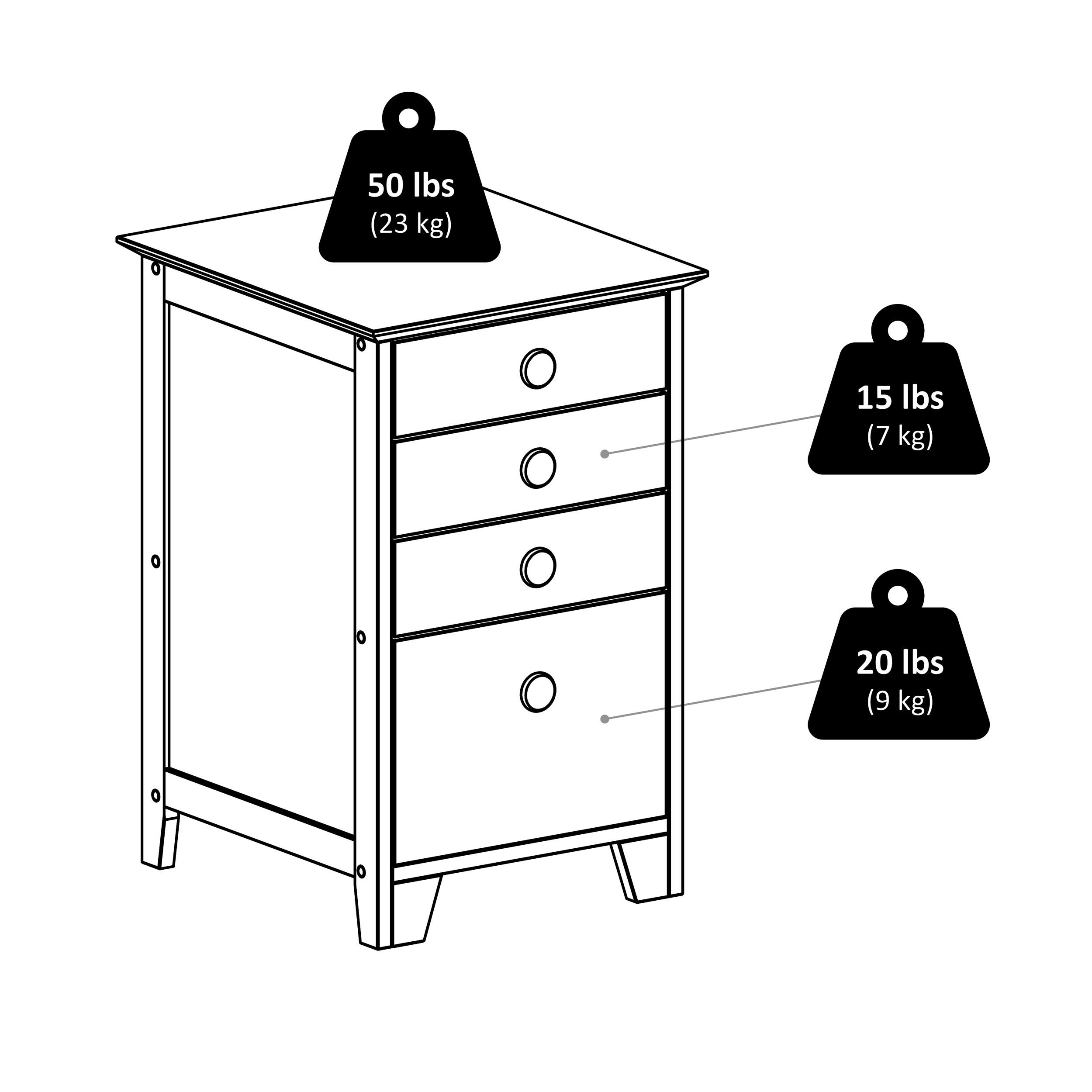 4 Drawers Studio File Cabinet Honey Brown - Winsome: Vertical Storage, Home Office, L-Shaped Desk Compatible