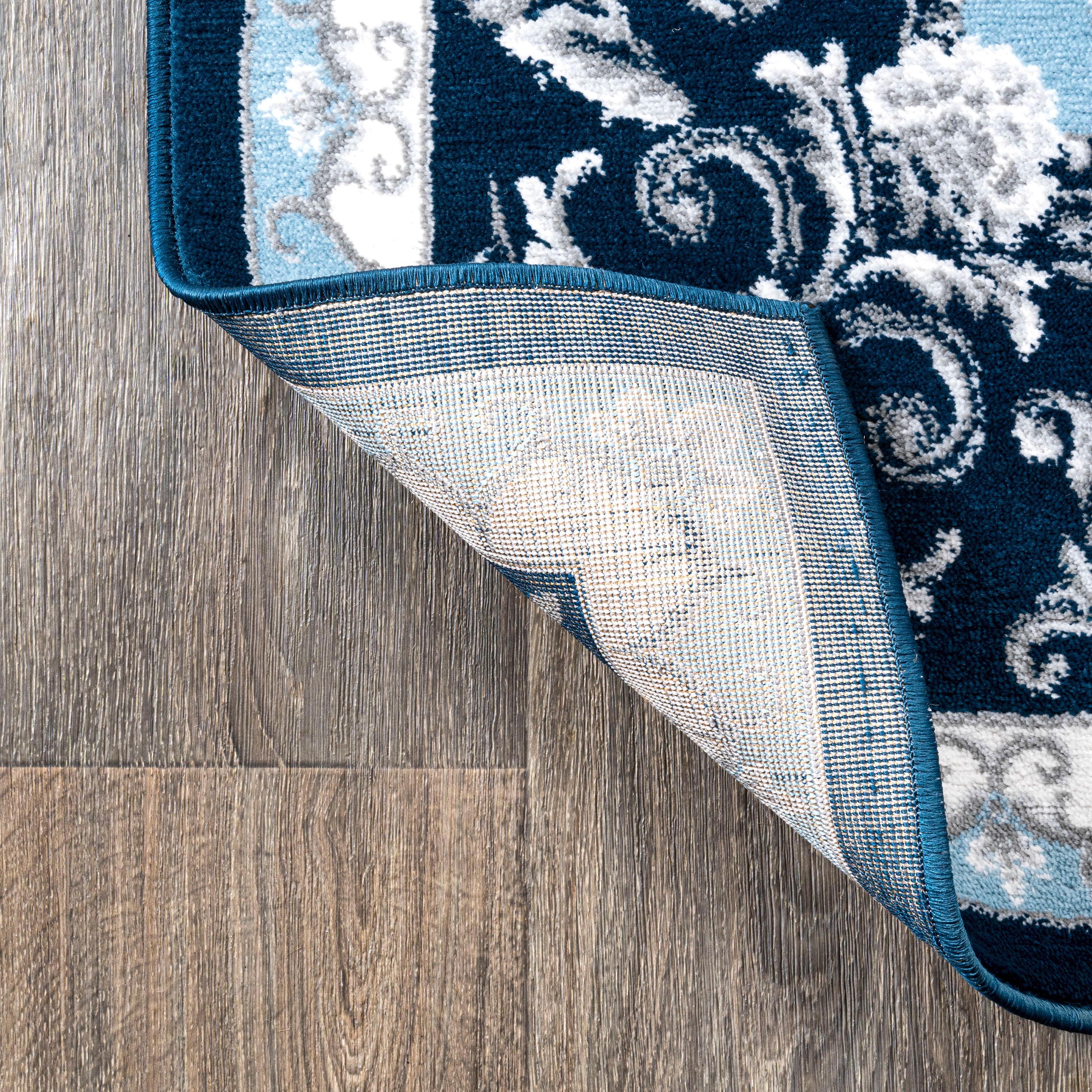 3'x 5' Acanthus French Border Area Rug, Navy/Blue - JONATHAN Y