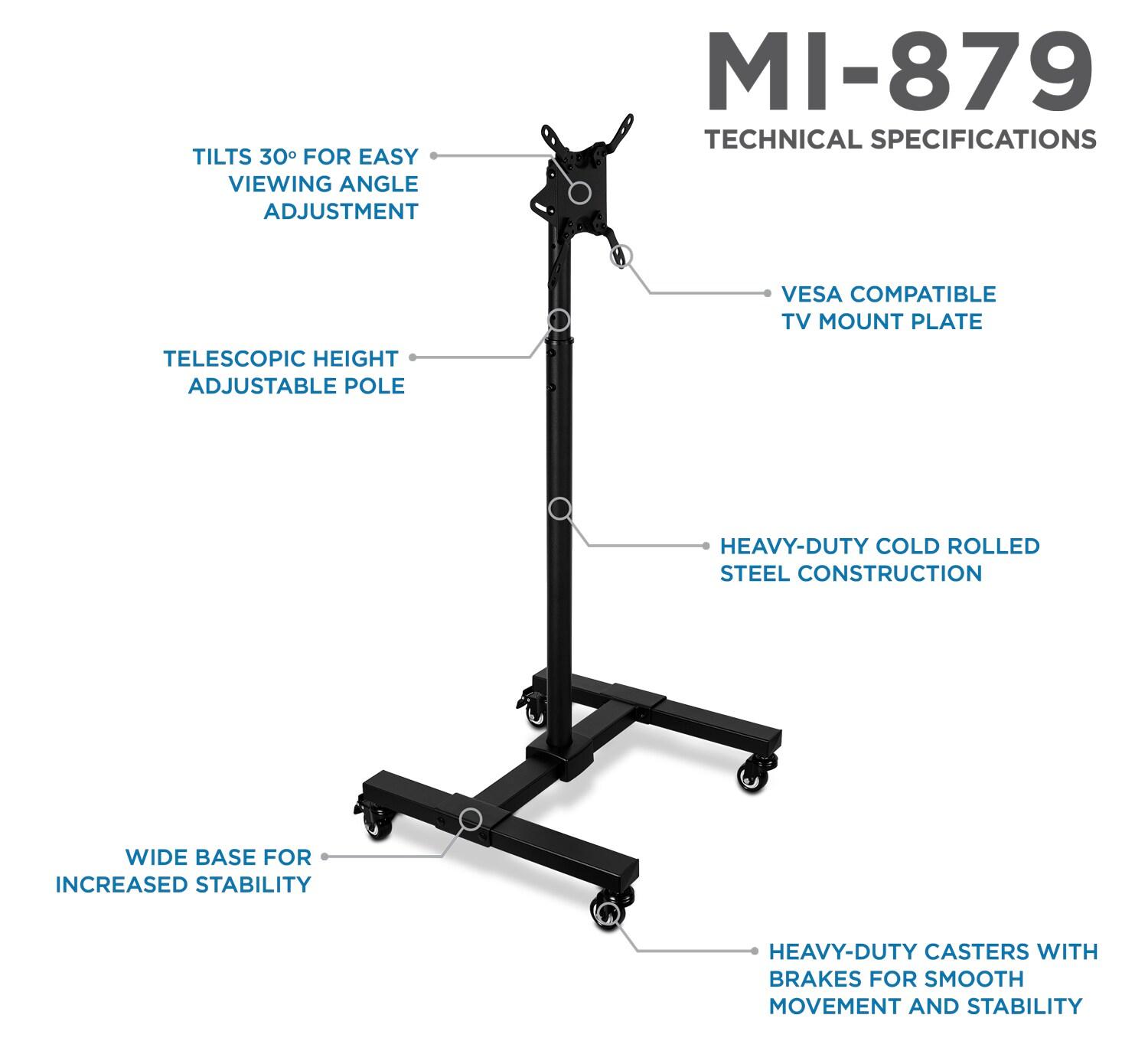 Mount-It! Height Adjustable Mobile TV Stand with Locking Wheels, Rolling Cart for 13" - 42" Flat Panel LCD LED Screens, VESA Compatible up to 200mm