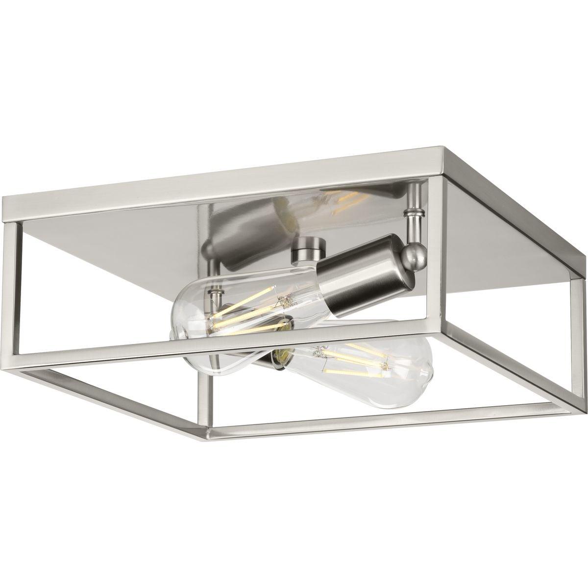 Progress Lighting, Perimeter Collection, 2-Light Flush Mount Ceiling Light, Brushed Nickel, Open-Frame Design