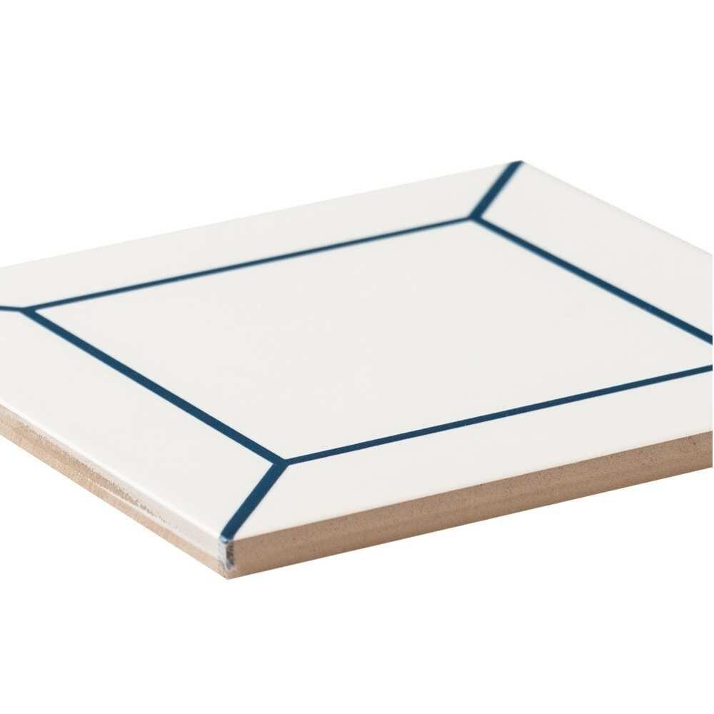 The Tile Life Frame White 6" x 6" Ceramic Patterned Wall Tile for Backsplash Bathroom - 1 Sample