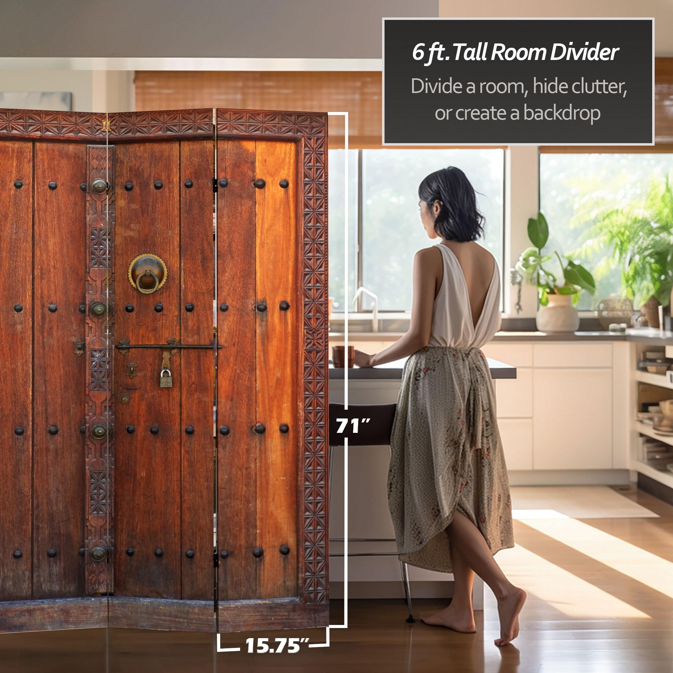 6' Tall Double Sided Doors Canvas Room Divider 4 Panel - Oriental Furniture: Gallery Quality, No Assembly Required