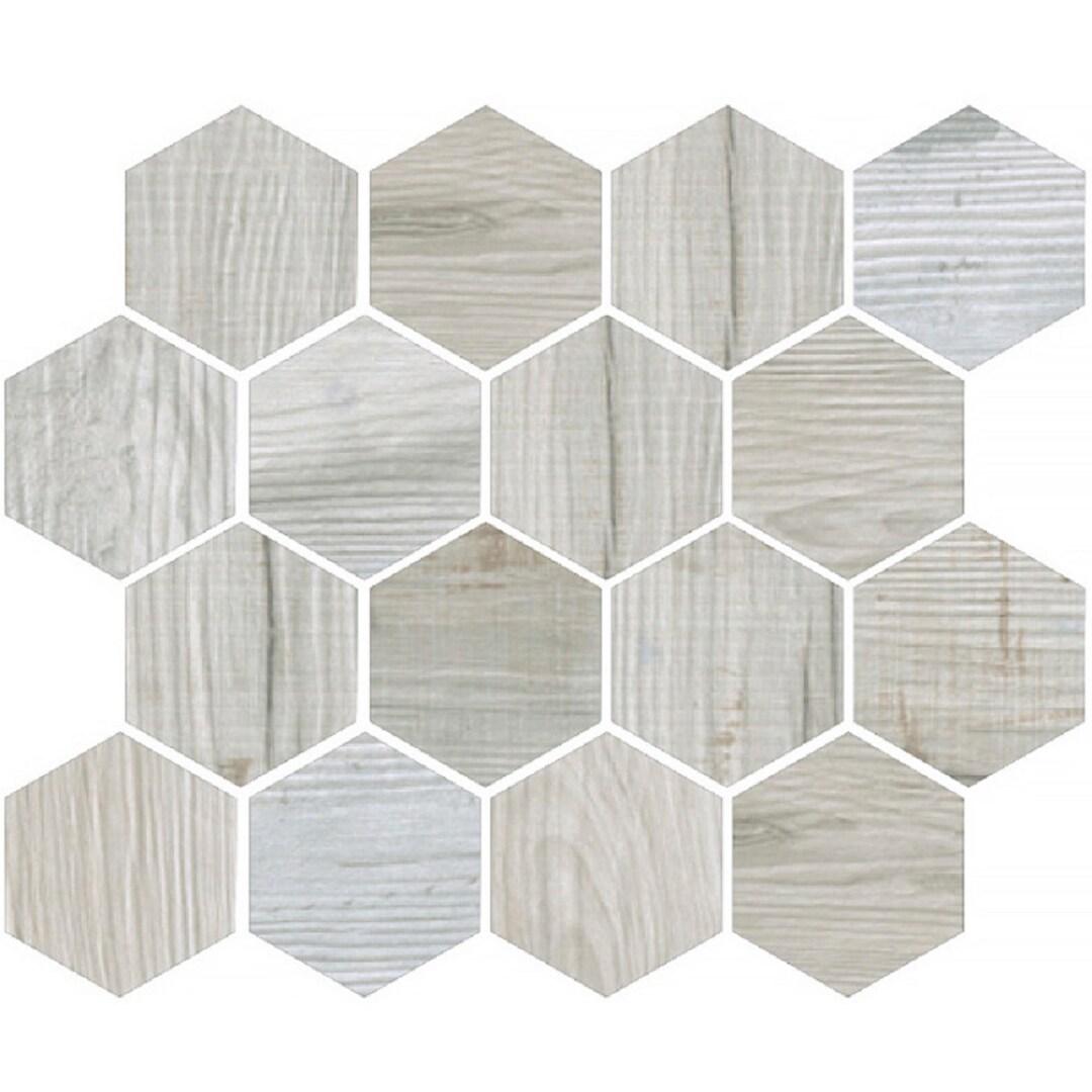 Apollo 9.8" x 11.8" Matte Ceramic Wood-Look Hexagon Mosaic Tile