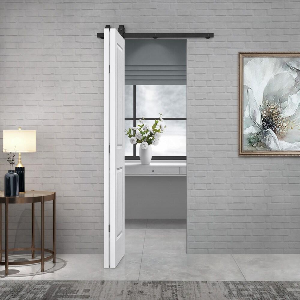 Calhome Paneled MDF Composite Bifold Barn Door with Installation Hardware Kit