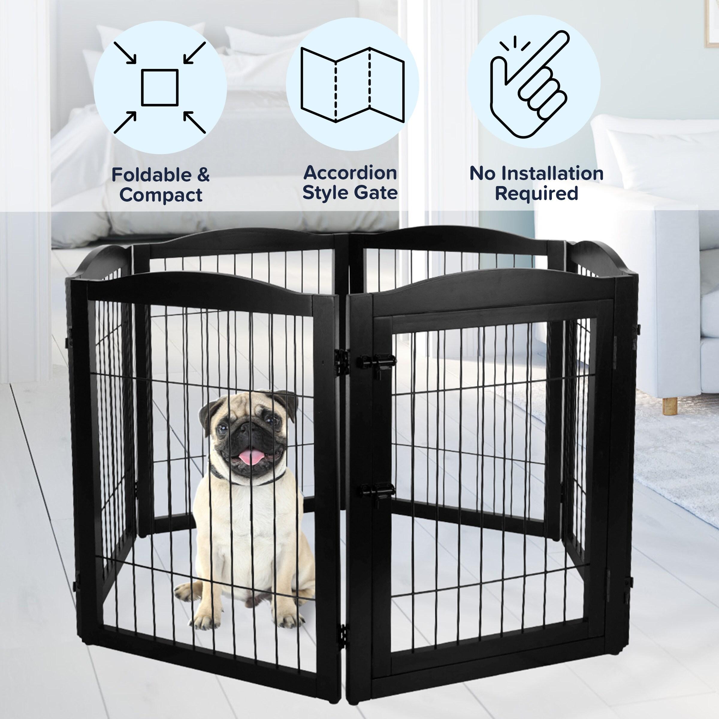 PETMAKER Pet Gate - 6-Panel Indoor Folding Dog Fence for Stairs or Doorways - 132.5x31.5-Inch Freestanding Play Pen with Support Feet