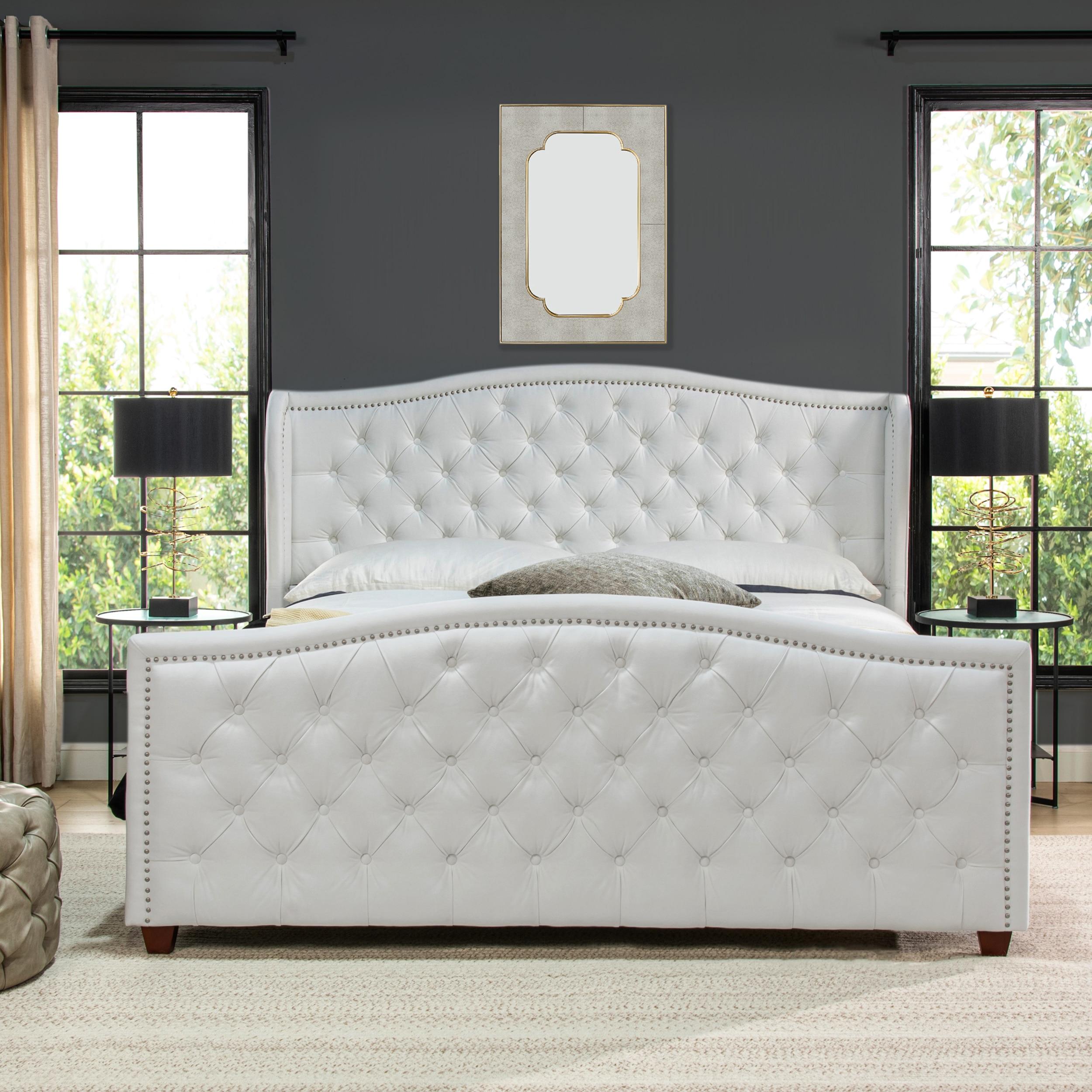 Marcella Tufted Wingback King Bed Bright White