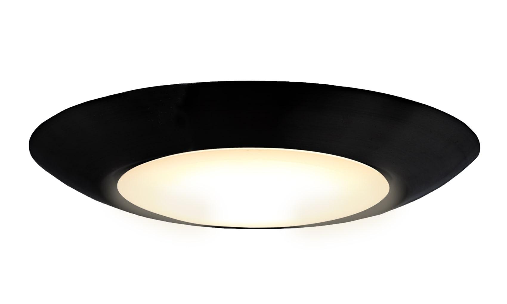 Sleek Polished Nickel 7'' LED Flushmount with Dimmable White Bowl Shade