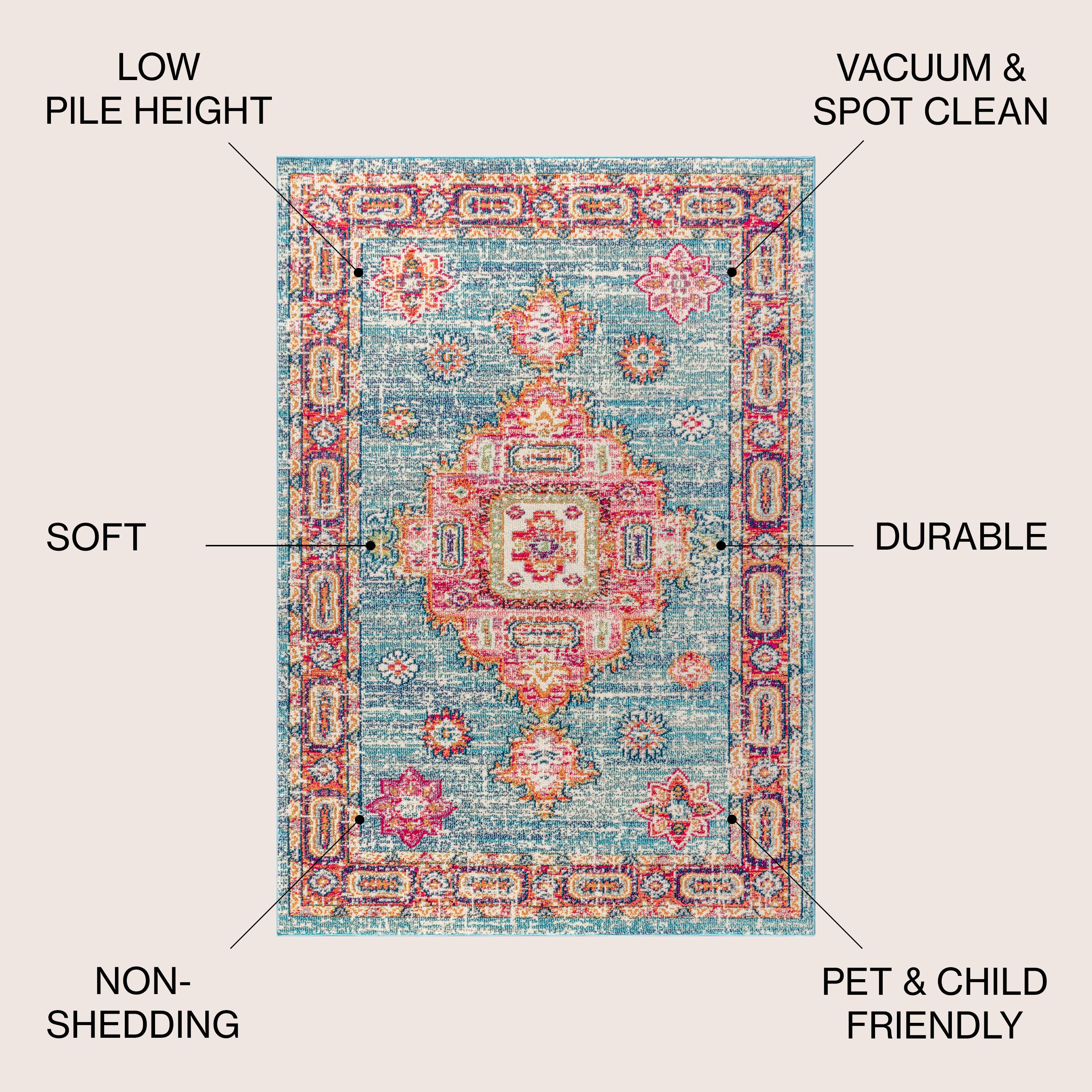 JONATHAN Y Bohemian FLAIR Boho Vintage Medallion Blue/Red 8 ft. x 10 ft. Area Rug