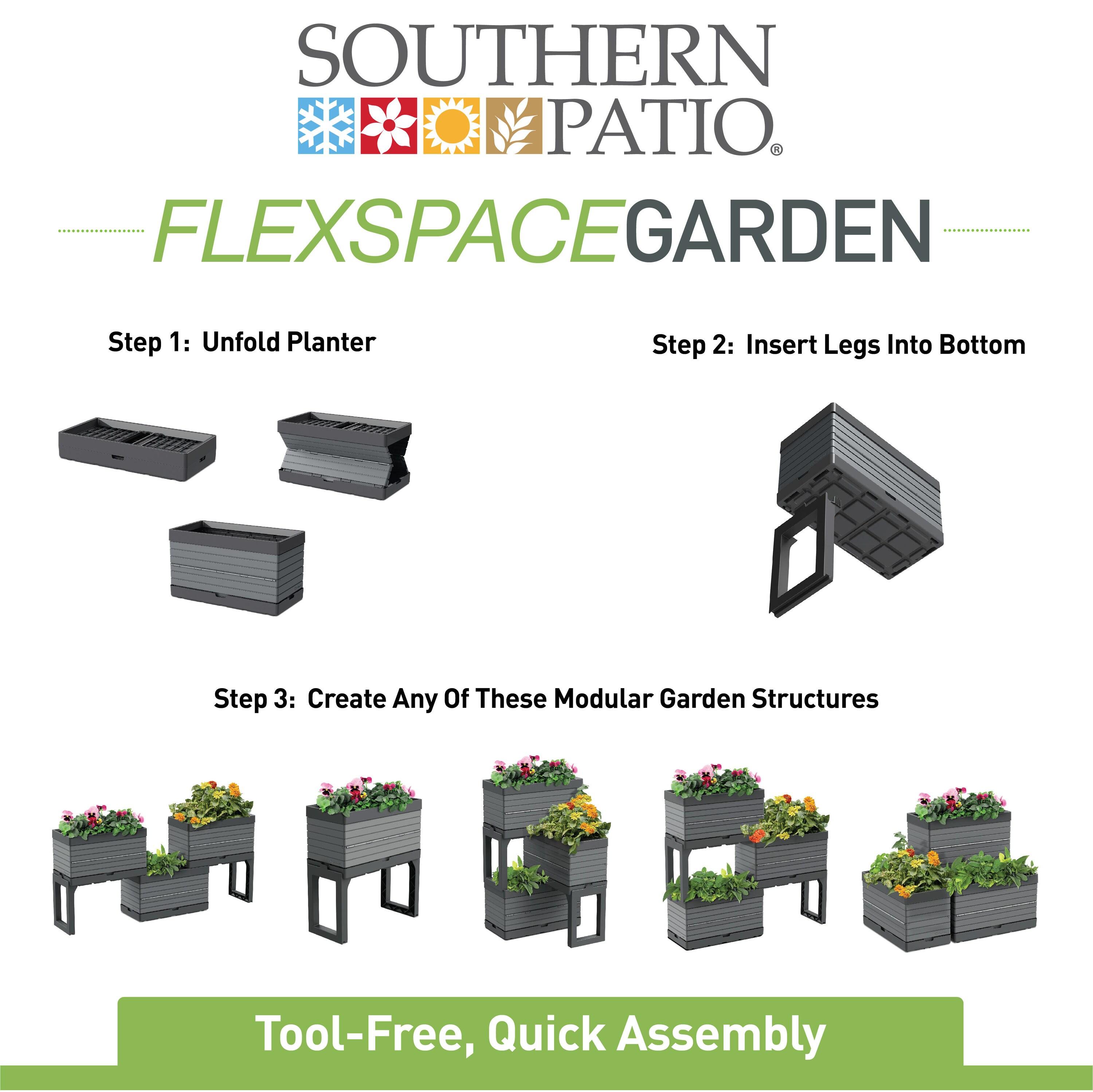 Southern Patio FlexSpace Tiered Modular Grey Raised Garden Bed Planter - Southern Patio