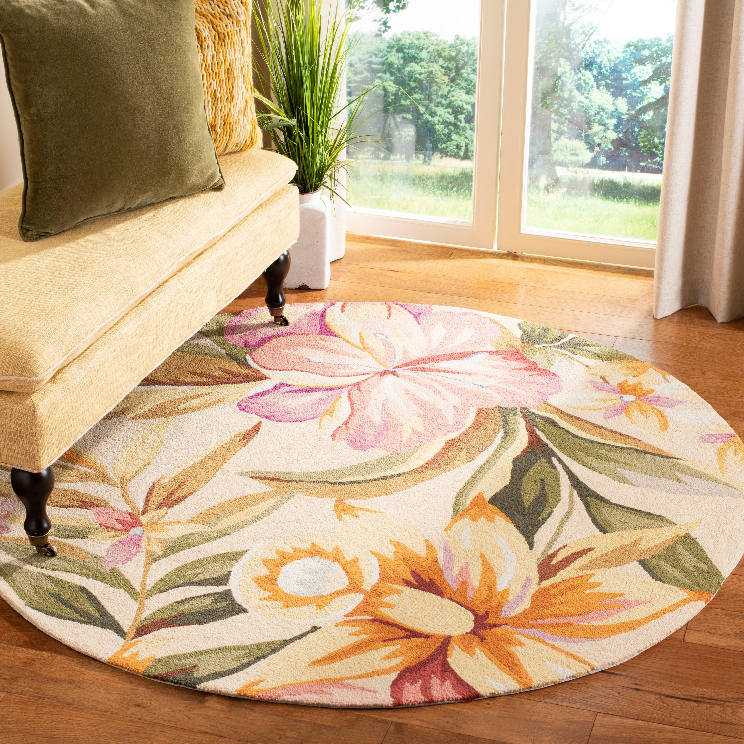 Chelsea HK212 Hand Hooked Area Rug - Ivory - 8' round - Safavieh.