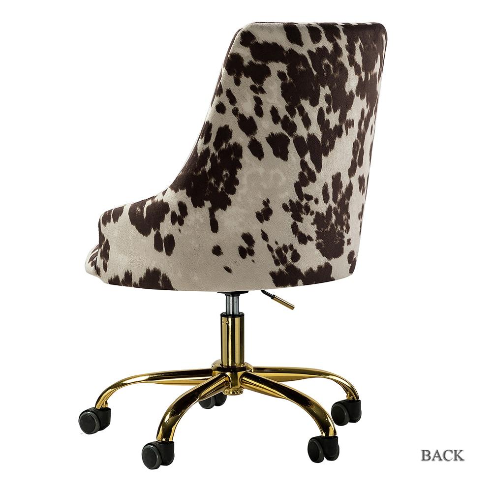 Ergonomic Swivel Task Chair in Cowhide Fabric with Metal Base
