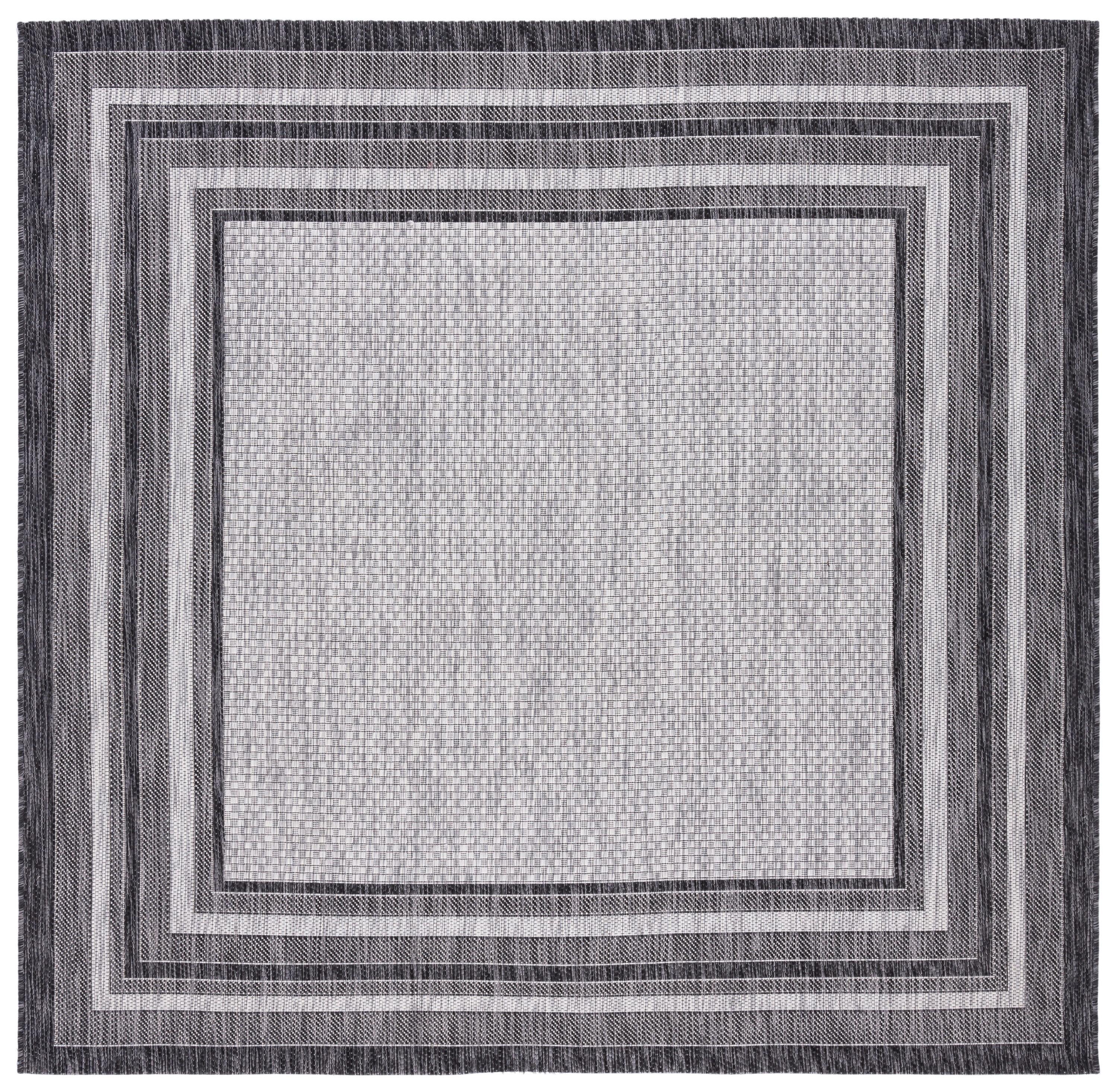 Courtyard CY8475 Power Loomed Indoor and Outdoor Area Rug - Light Grey/Black - 6'7"x6'7" - Safavieh