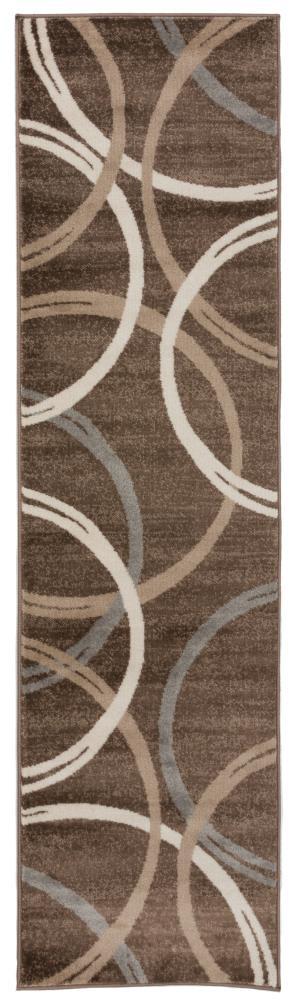 World Rug Gallery Contemporary Abstract Circles Design Brown 2' x 7' Runner Rug