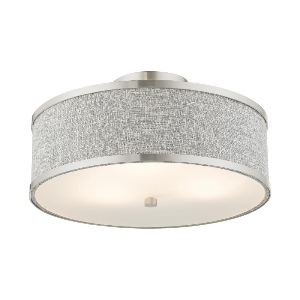Livex Lighting Park Ridge 3 - Light Semi-Flush Mount in  Brushed Nickel