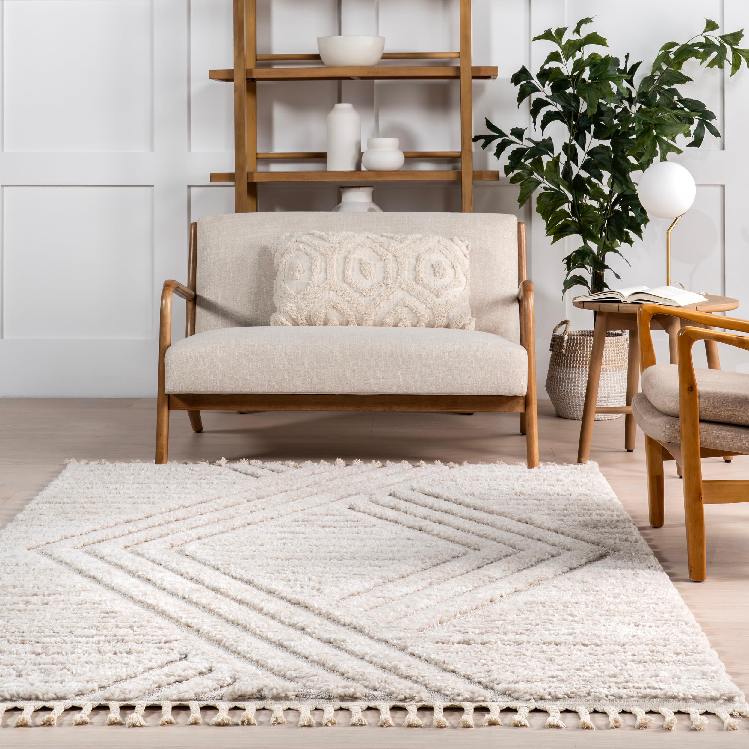 Nuloom Risette Solid 5x8 Shag Indoor Area Rug for Living Room Bedroom Dining Room Nursery, Beige
