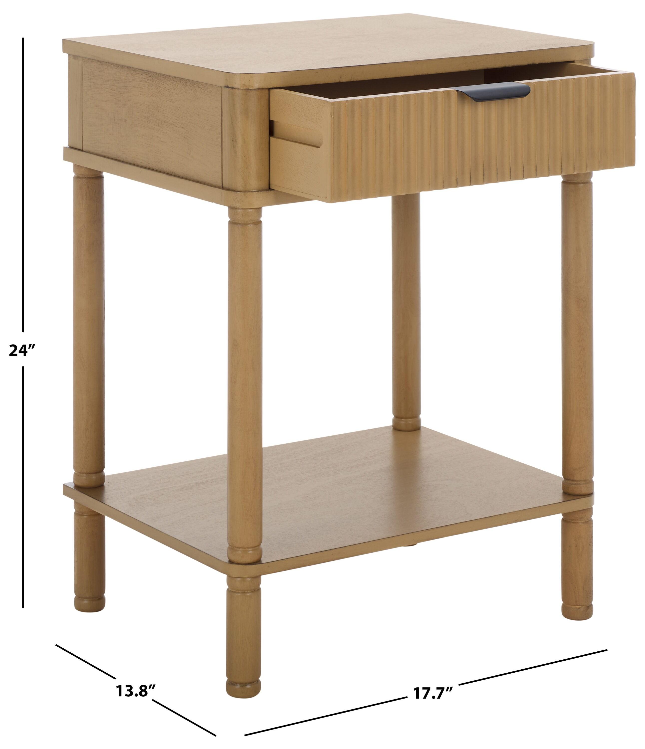 Brown Wood Rectangular End Table with Storage Drawer