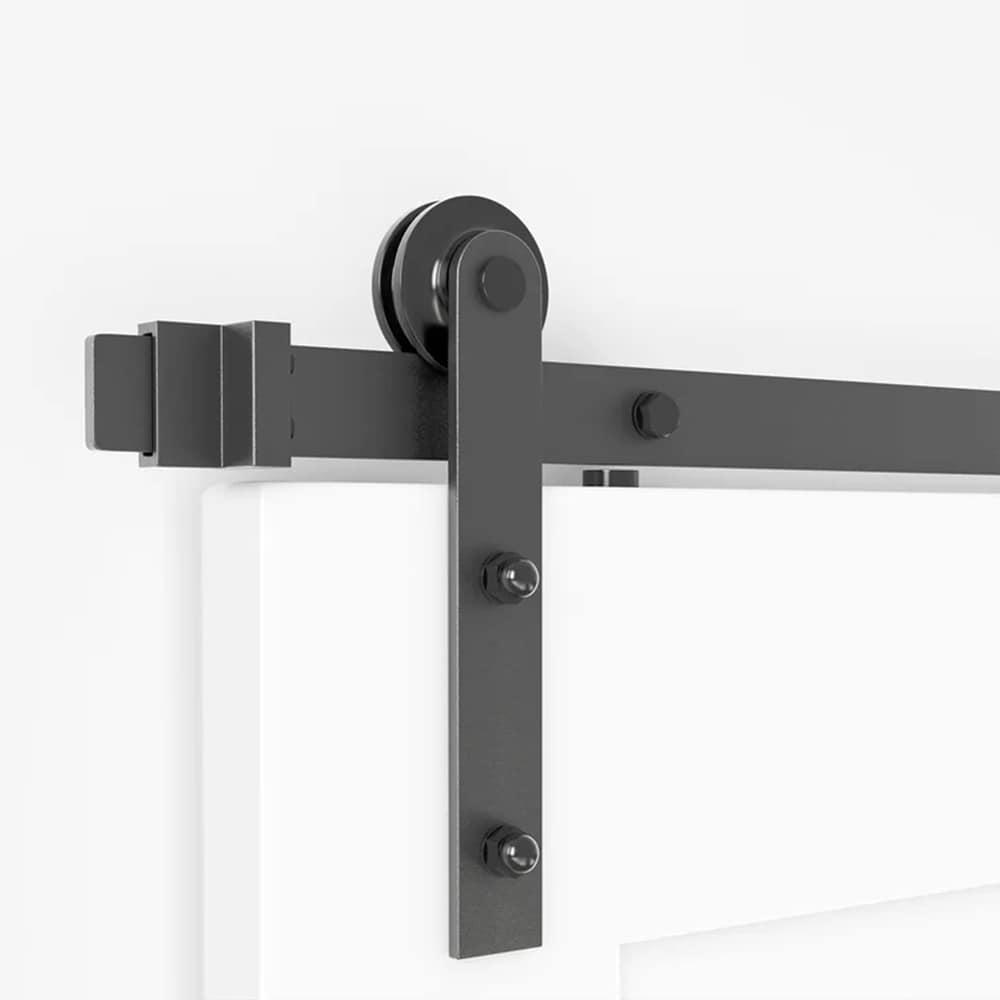 LAZ Black Steel Double Door Barn Door Hardware Kit Standard Double (NOT INCLUDE DOORS)