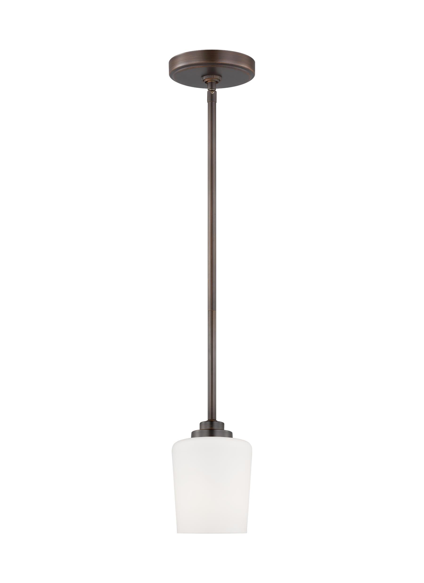 Windom Transitional Bronze Mini-Pendant with Etched Opal Glass