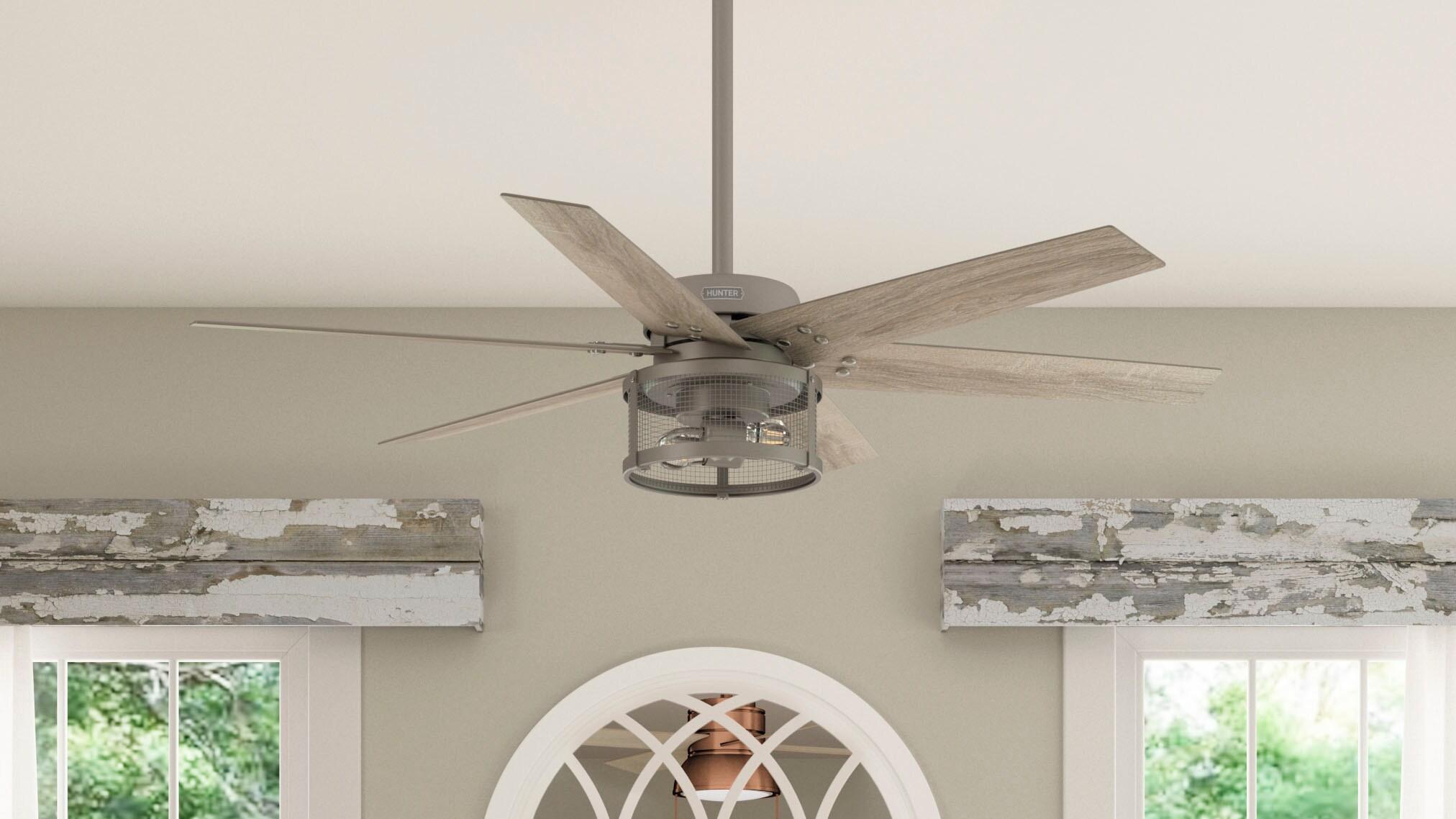 52" Houston 6 - Blade Ceiling Fan With LED Light Kit And Handheld Remote