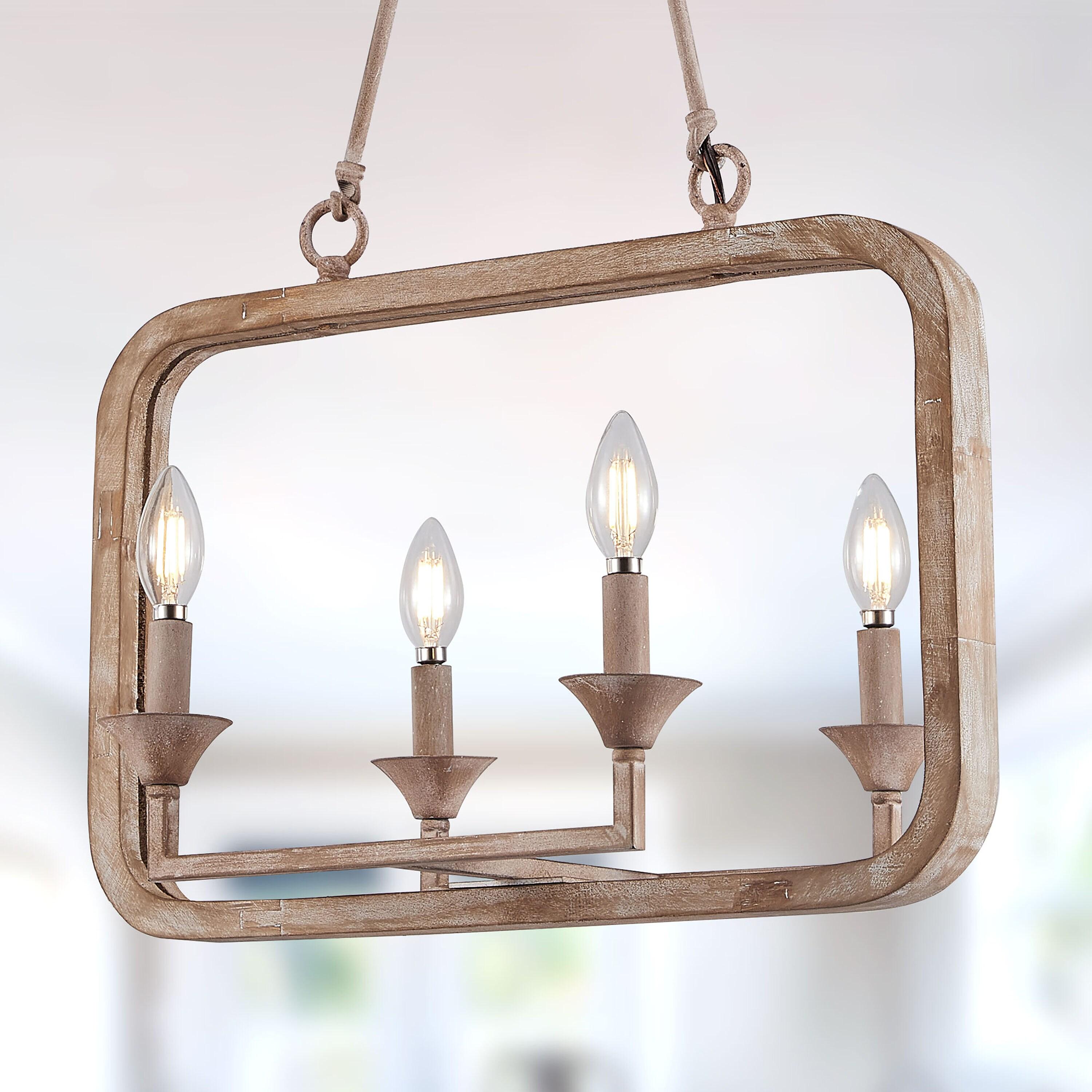 Cusp Barn Chandelier 4 -Light Brushed Brown Farmhouse Bare bulb For Use in Bedrooms, Dining Rooms, Foyers, Kitchens, Living Rooms Chandelier