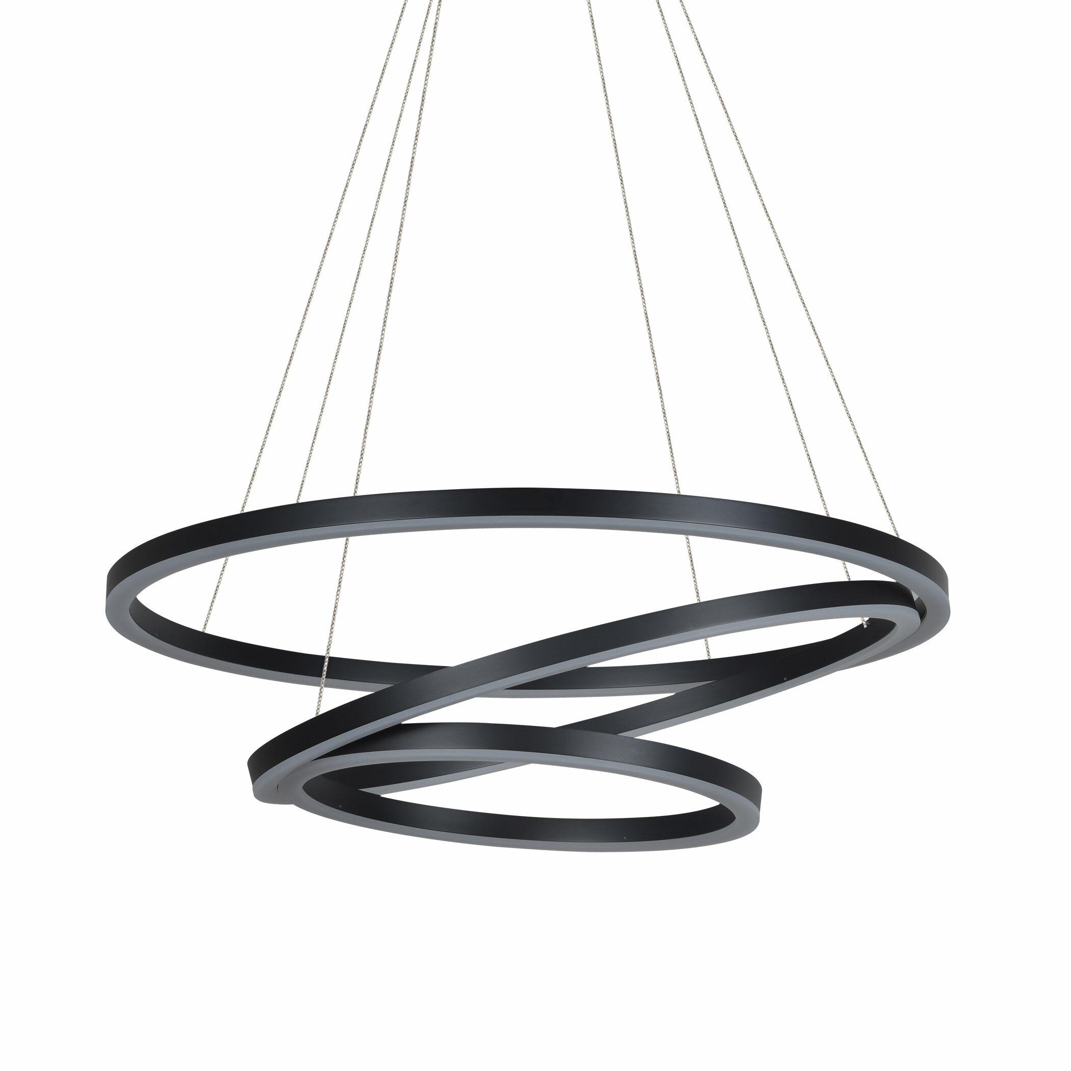 VONN Lighting Tania Trio 32-in Integrated LED Ring Pendant Height Adjustable ETL Certified Circular Chandelier