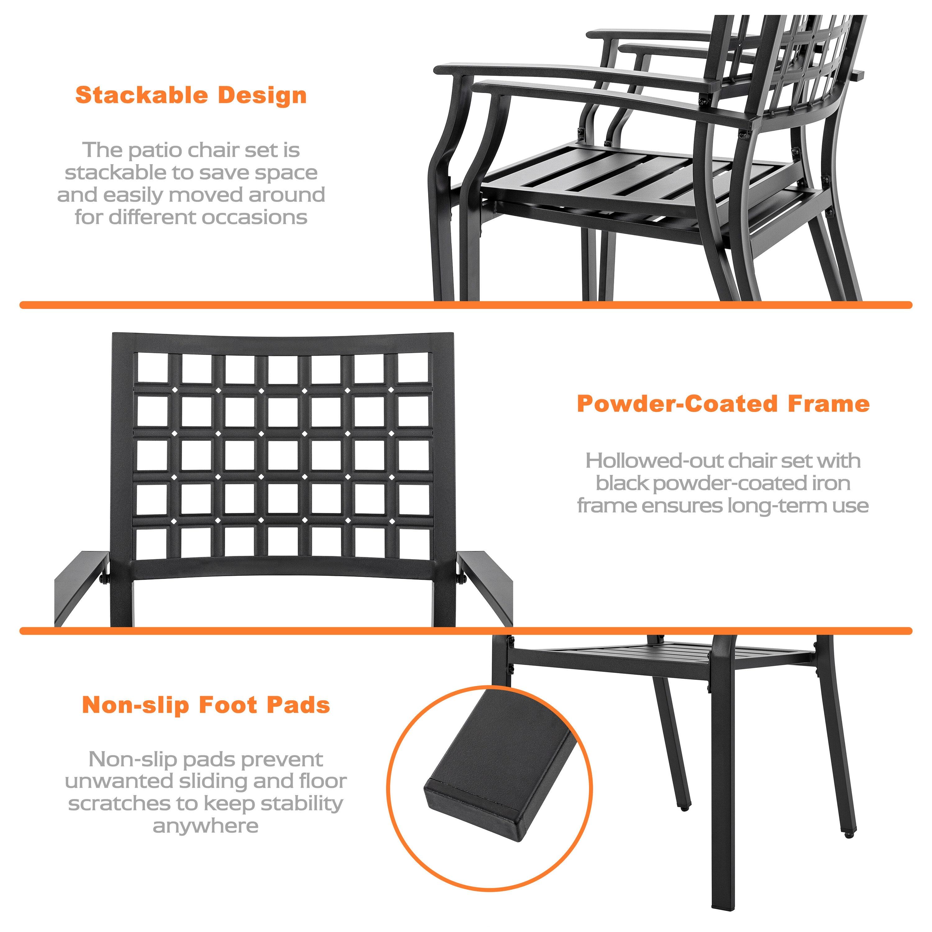 Nuu Garden Outdoor 7-Piece Iron Dining Set with 1.77'' Umbrella Hole