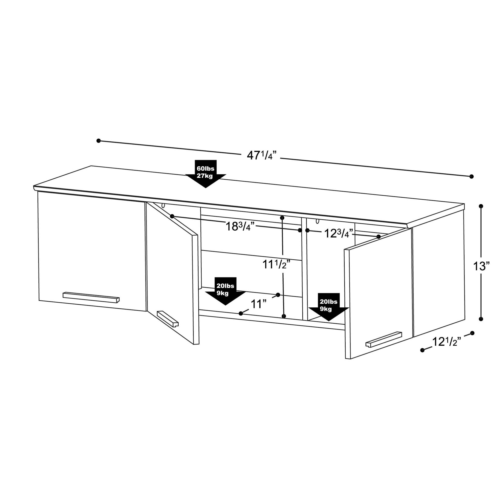 47.25'' W x 13'' H Black Standard Wall Cabinet Ready-to-Assemble