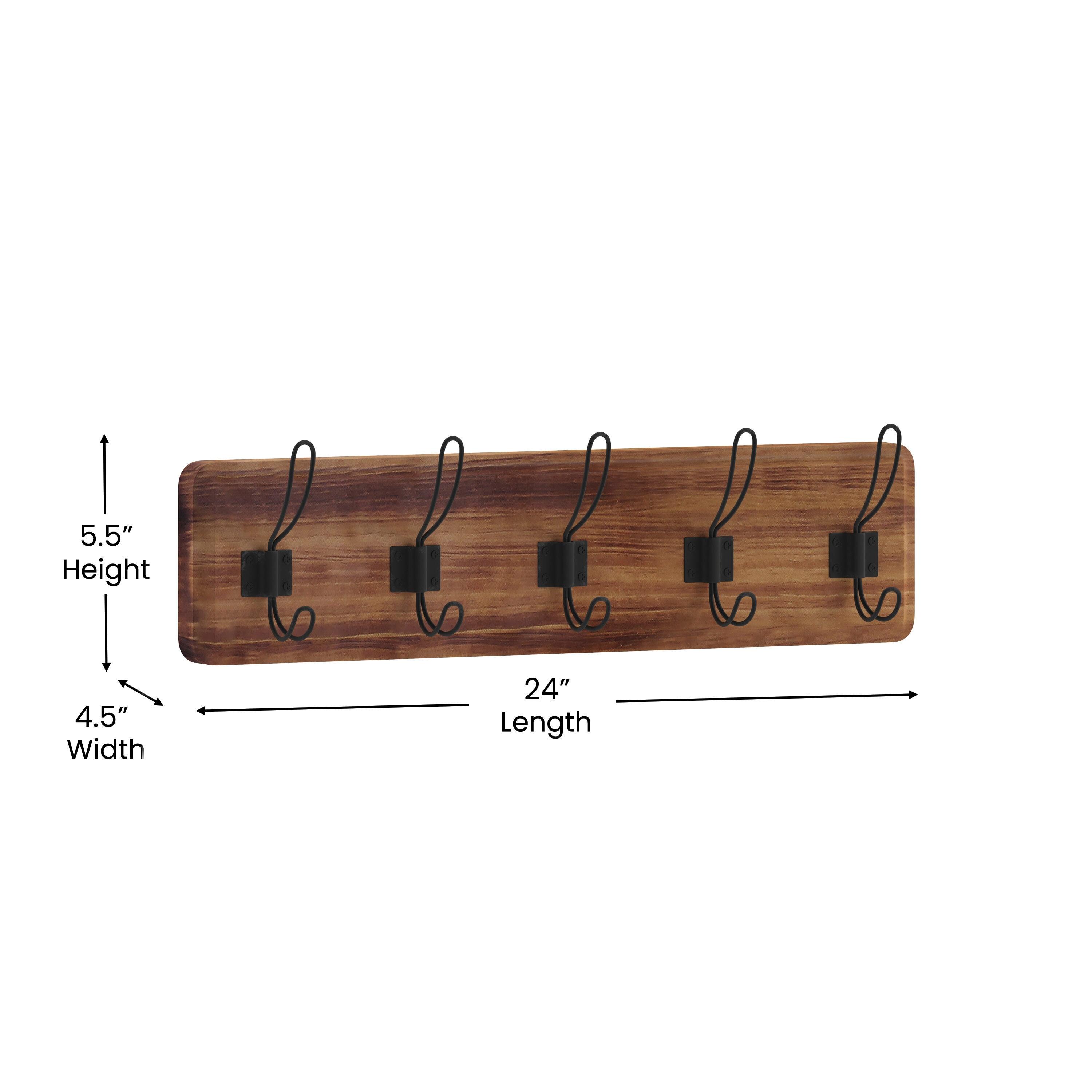 Flash Furniture Daly Rustic Rectangle Wood Coat Rack with Shelf/Storage, Rustic Brown