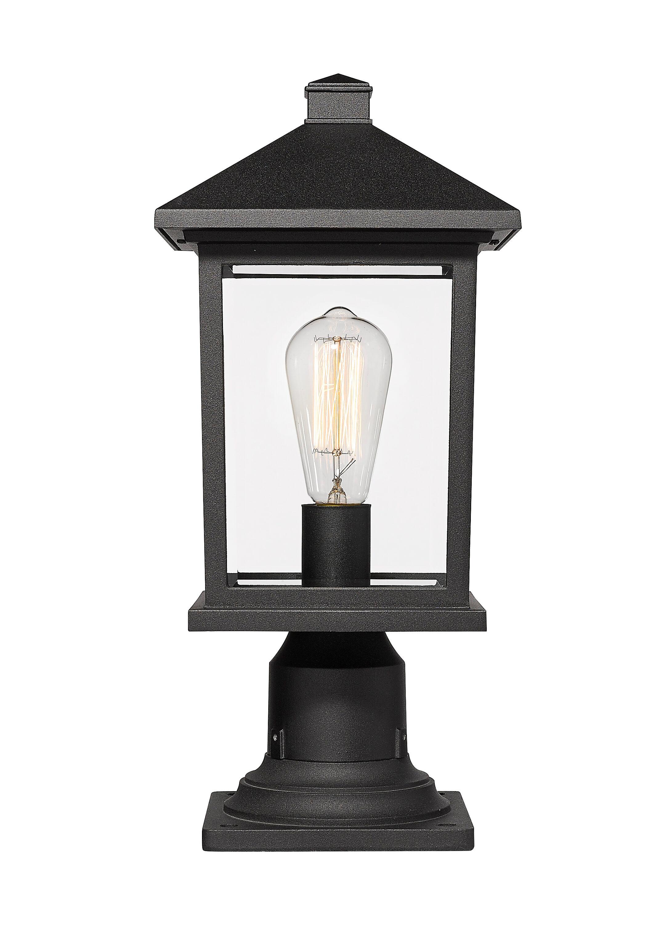 Z-Lite 531Phmr-533Pm Portland 18" Tall 1 Light Outdoor Lantern Pier Mount Light - Black