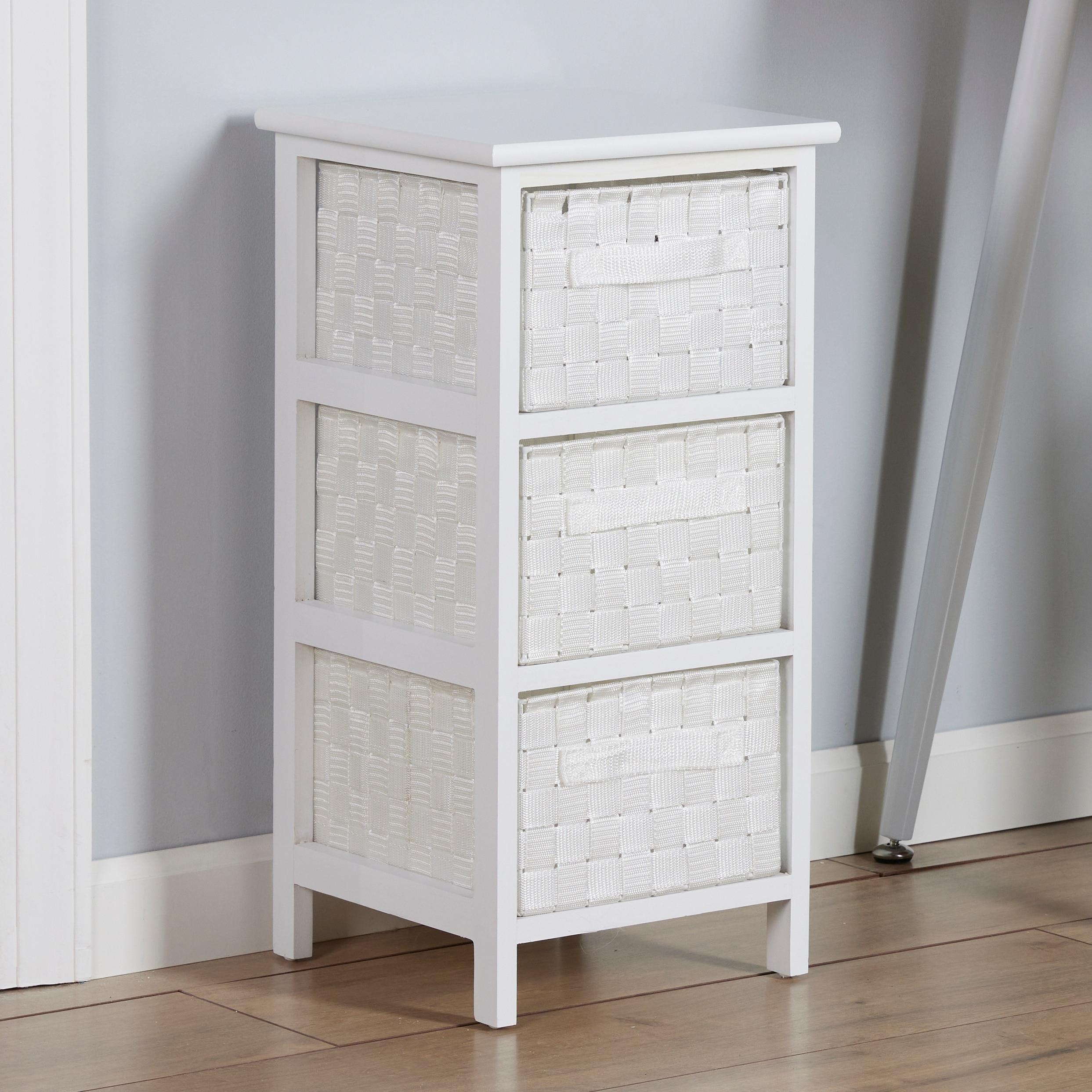 Honey-Can-Do 3 Drawer Chest White: Decorative Storage Drawers, Wood Surface, 24" Height, 12" Depth, 3 Shelves
