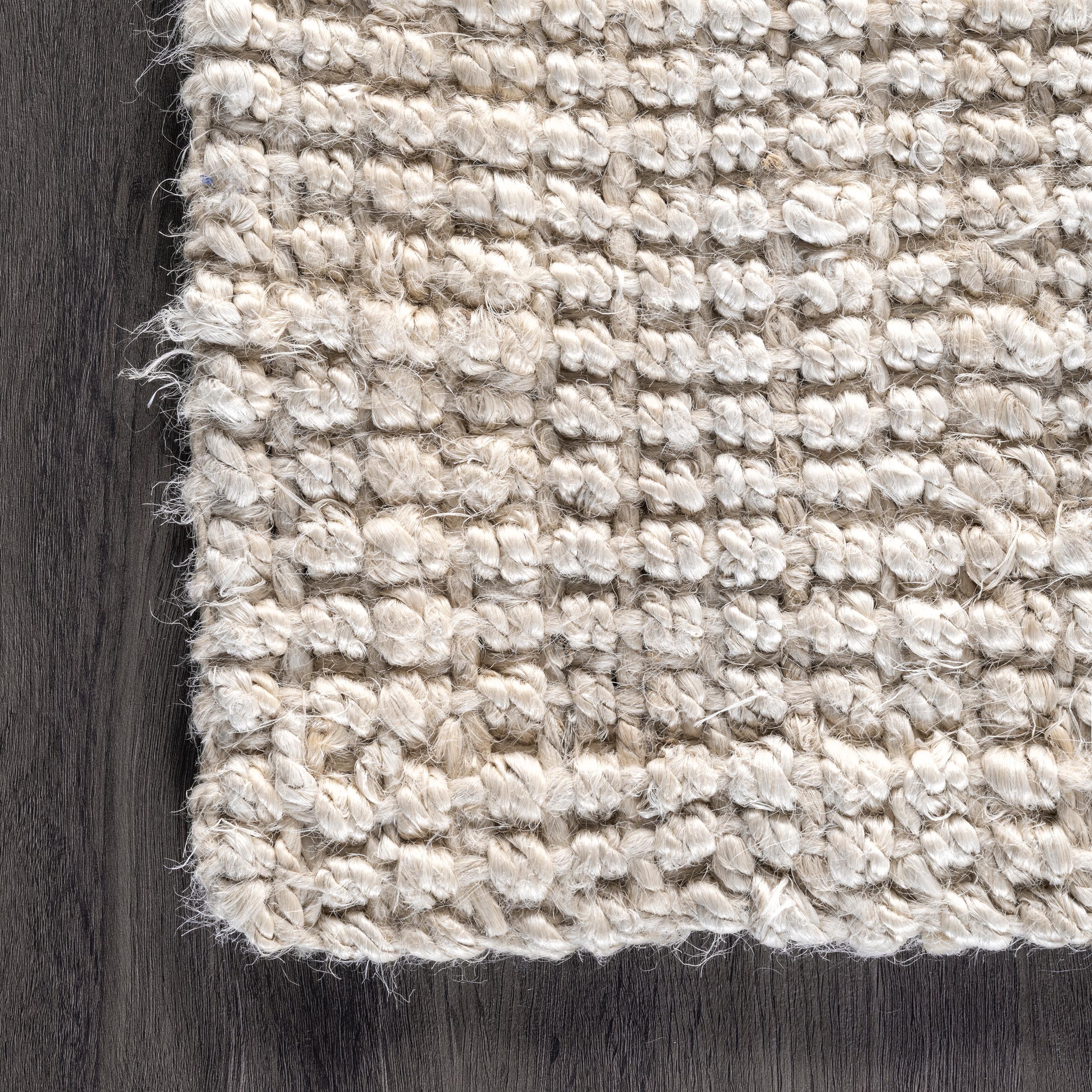 Nuloom Ashli Solid 8 Square Jute Indoor Area Rug for Dining Room Rug Neutral Rug Living Room Rug Kitchen, Off White