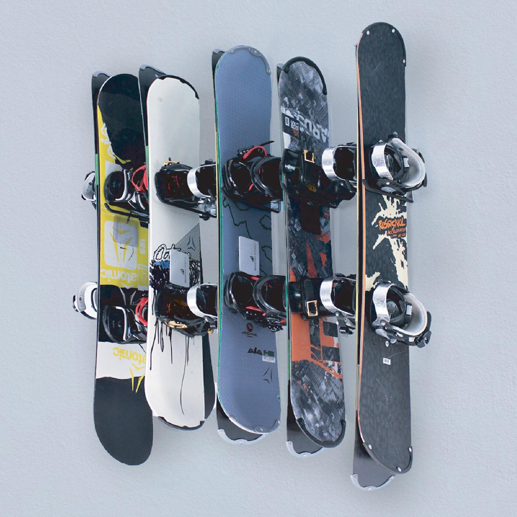 SafeRacks Wall Mounted Ski/Snowboard Rack - Includes 5 Storage Hooks - 500lb Max Capacity