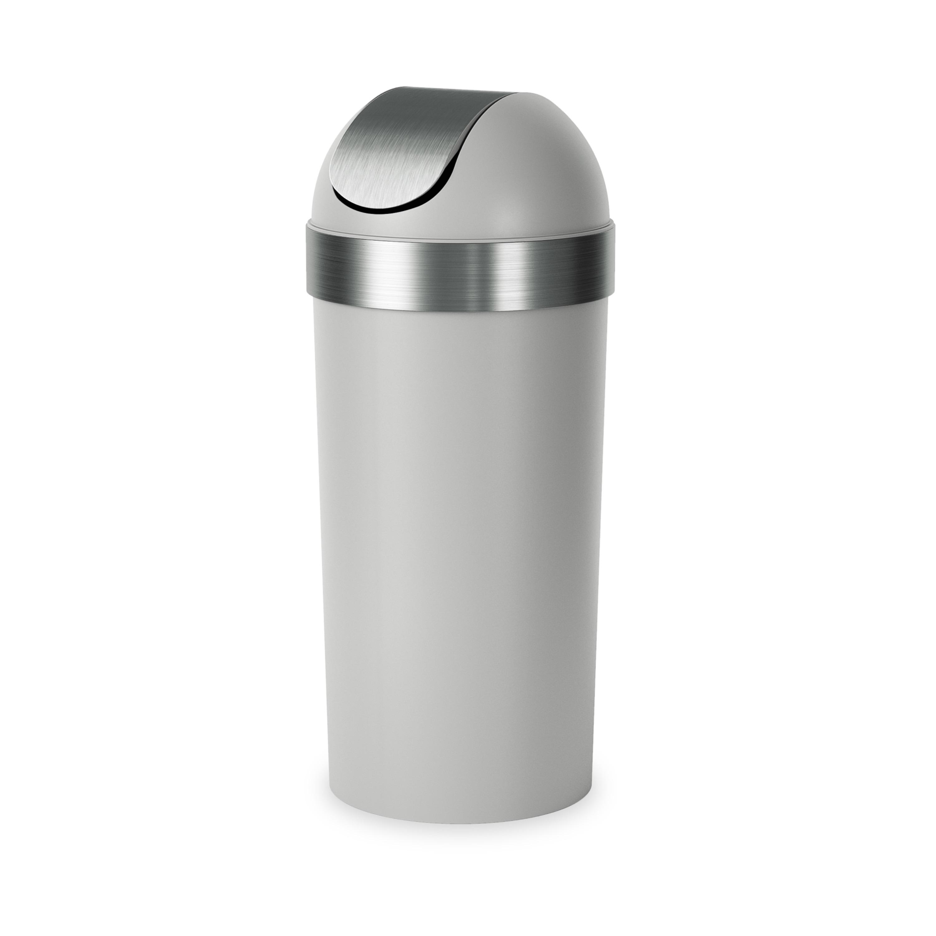 Umbra 16.5gal Venti Can Gray/Nickel: Indoor Swing-Top Trash Can, Polypropylene, 35" Height, 14.6" Width, 5.6 lbs
