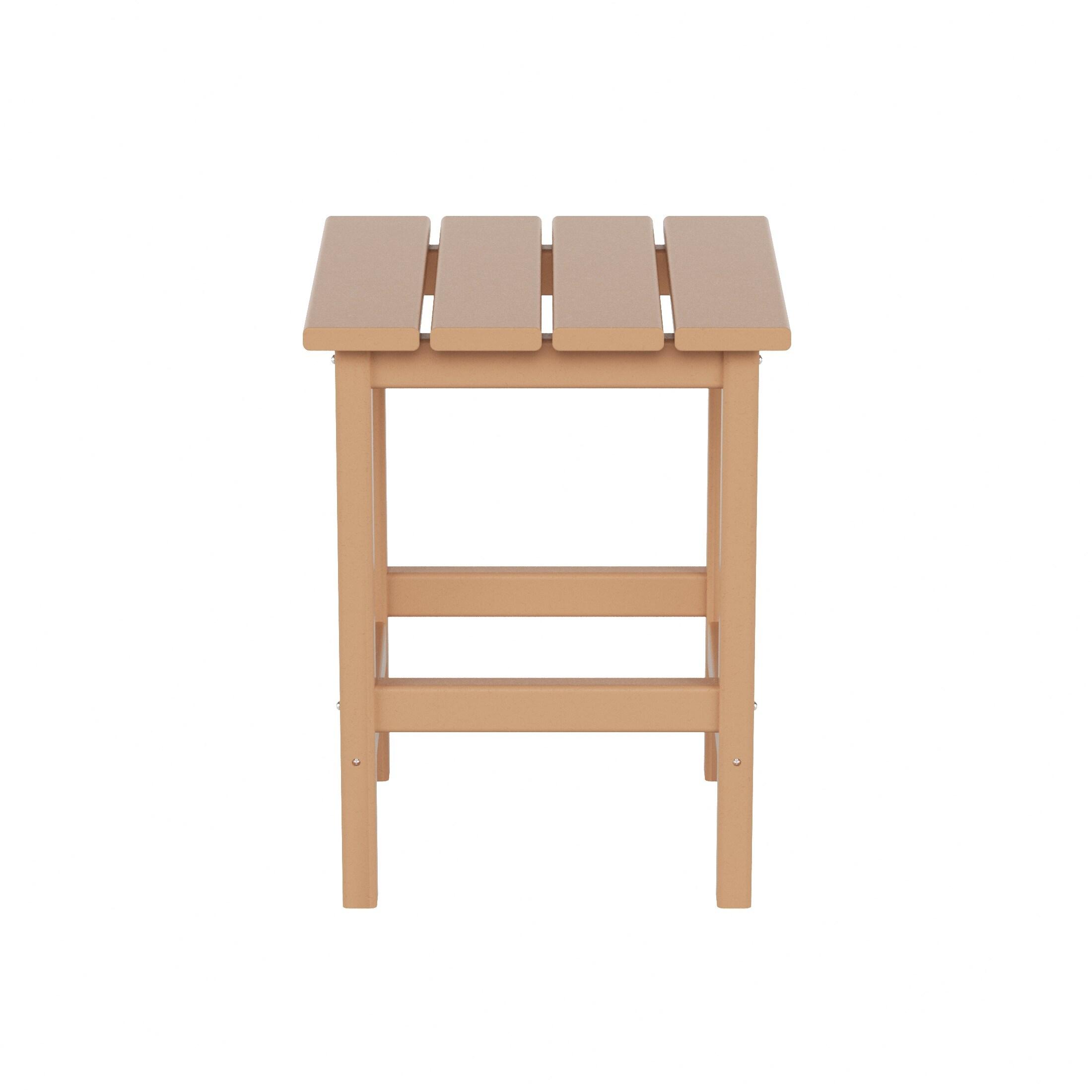 Polytrends  Laguna Hdpe All Weather Outdoor Patio Square Side Table Teak