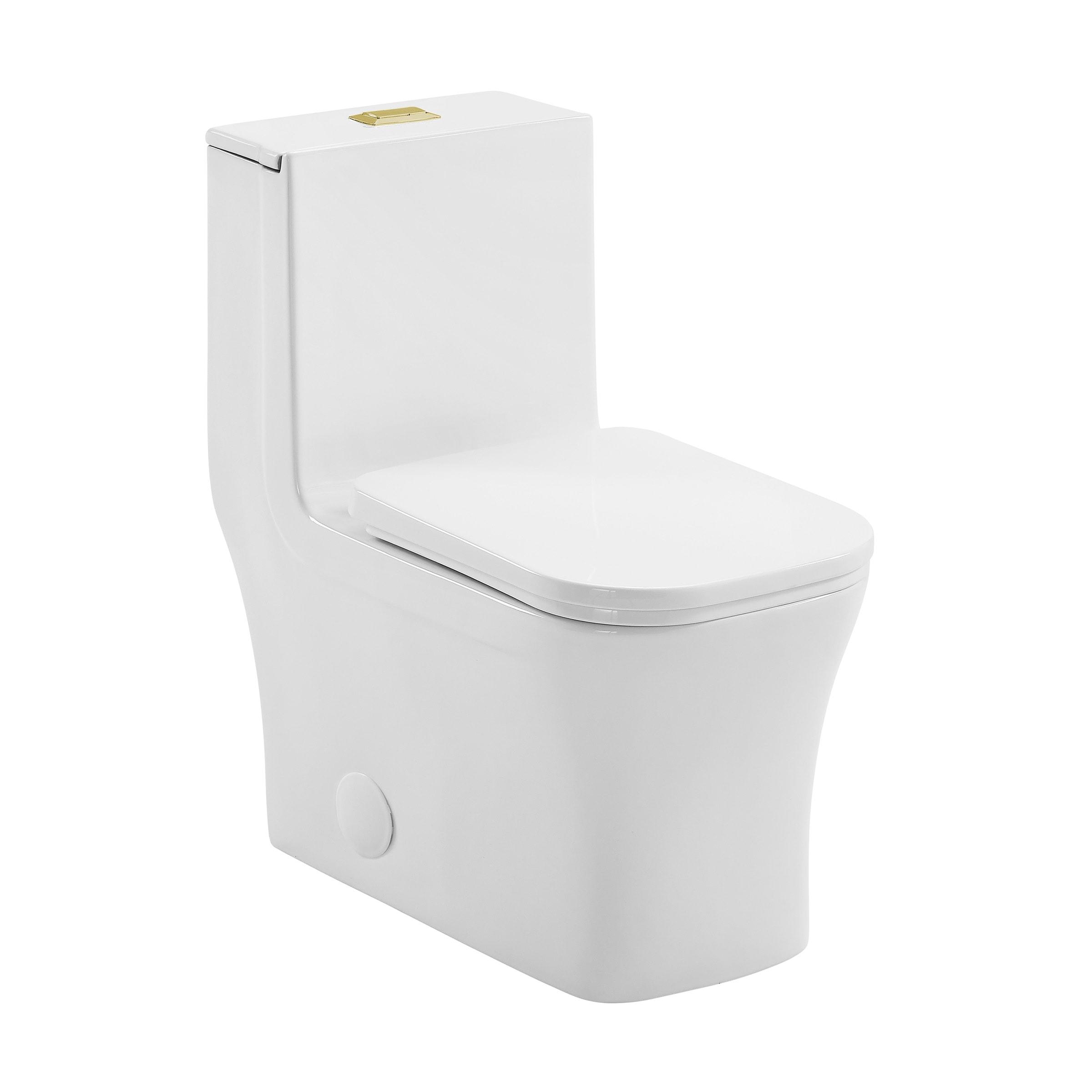 Concorde One Piece Square Toilet Dual Flush, Brushed Gold Hardware 1.1/1.6 gpf