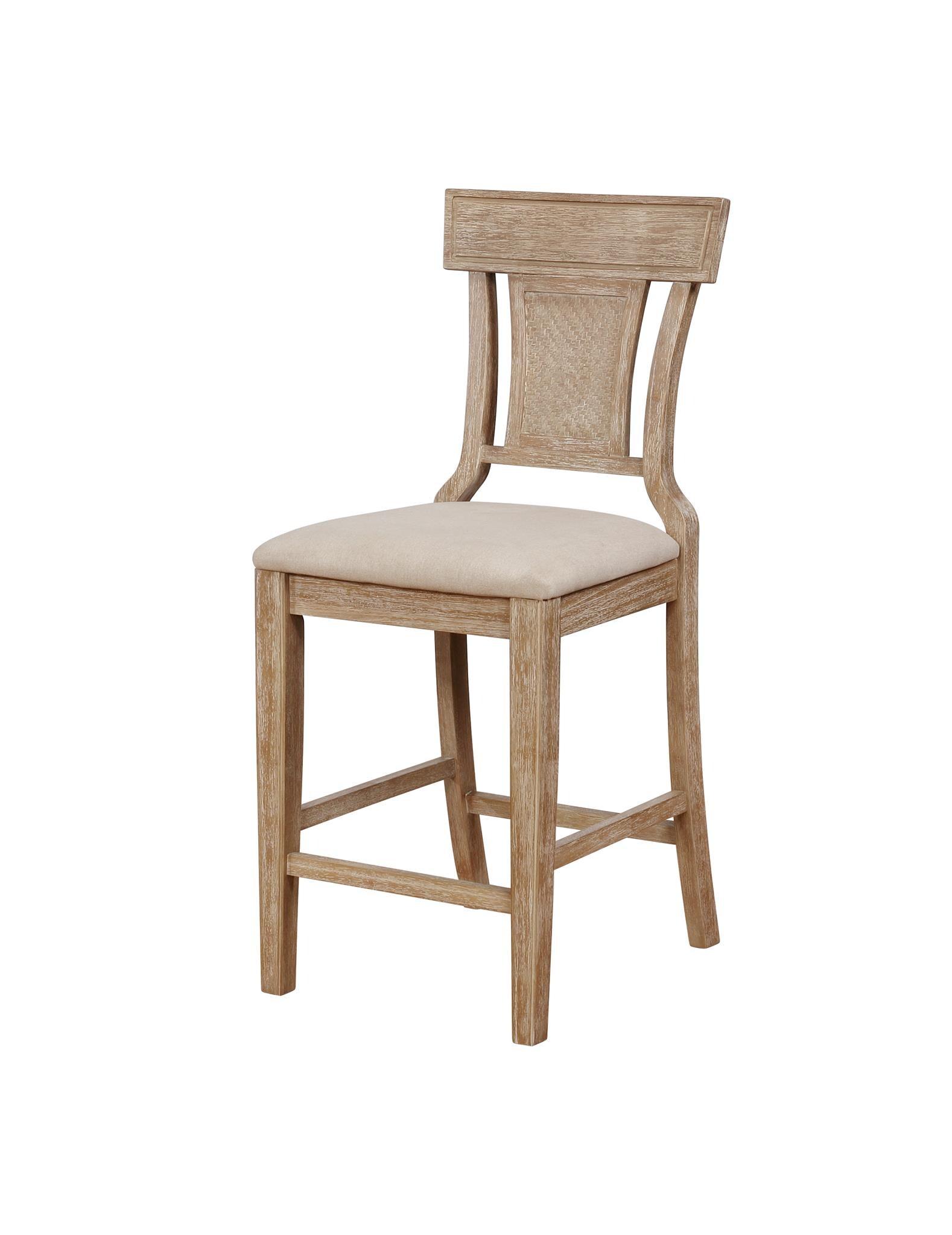 Rylan Handwoven Back Counter Height Barstool Natural - Linon: Upholstered, Wood Legs, 275lb Capacity