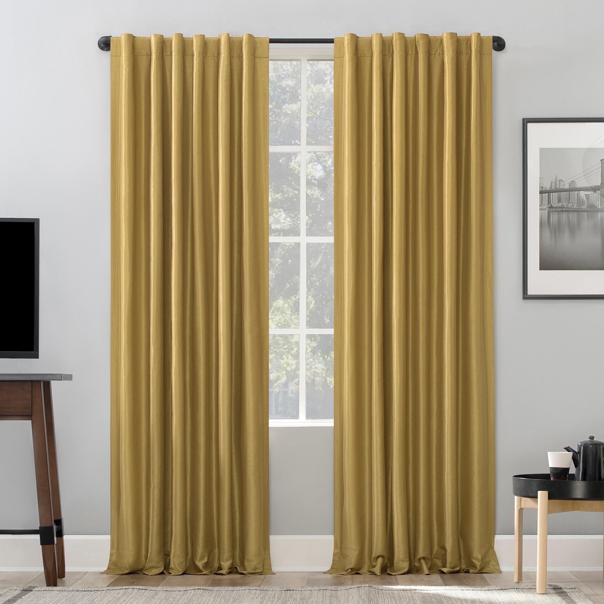 Faux Dupioni Silk Thermal Extreme 100% Blackout Back Tab Curtain Panel