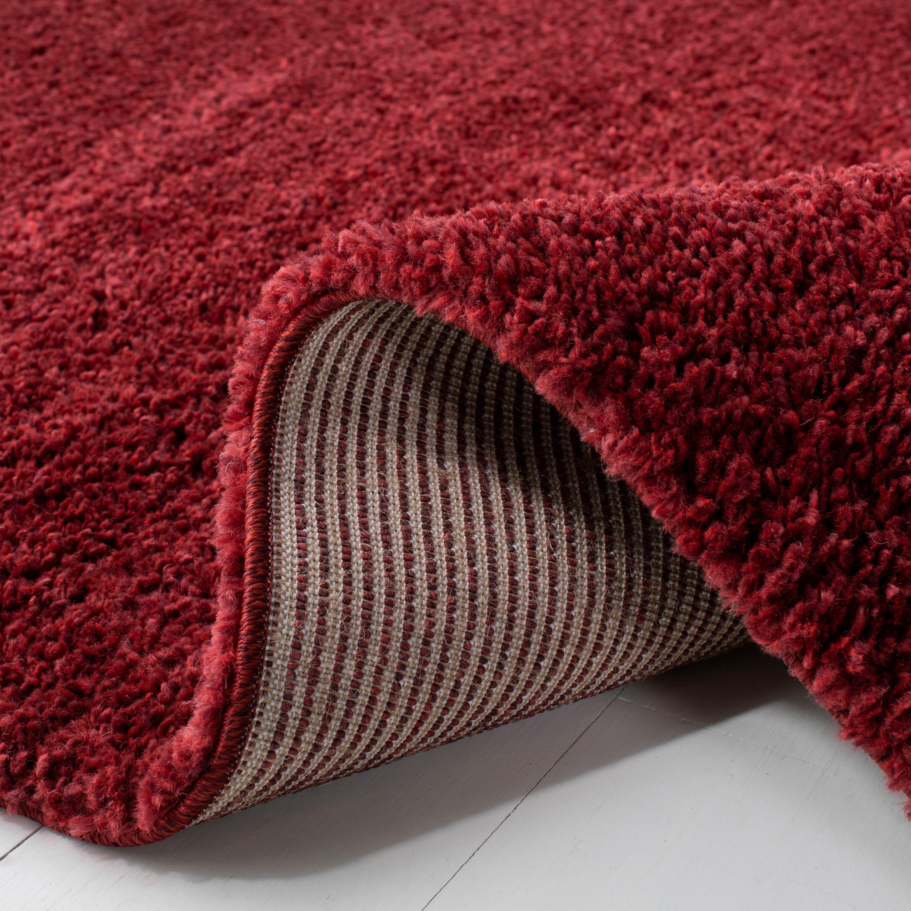 SAFAVIEH August Carlene Solid Plush Shag Area Rug, Burgundy, 10' x 14'