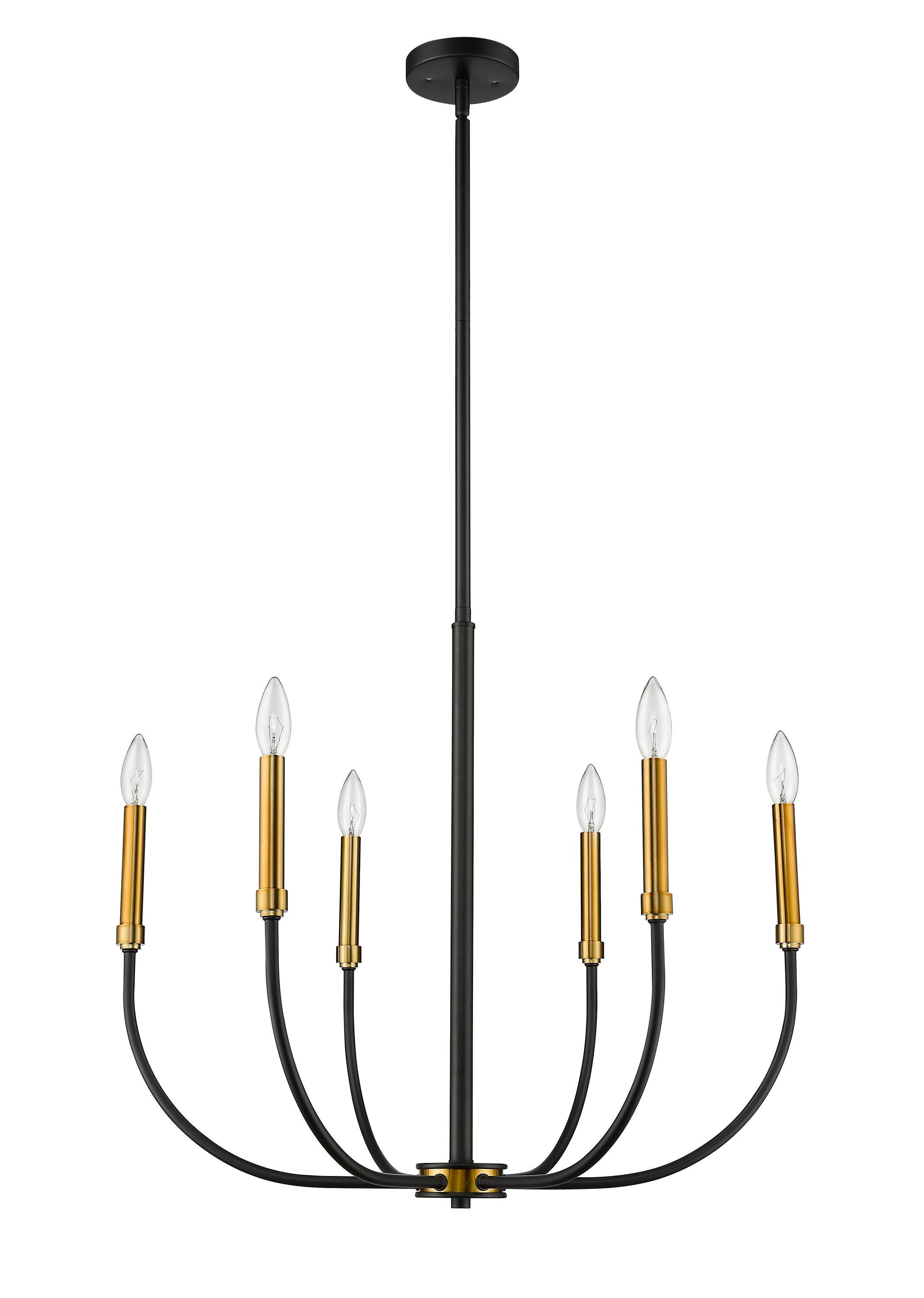 Z-Lite Haylie 6 - Light Chandelier in  Matte Black/Olde Brass