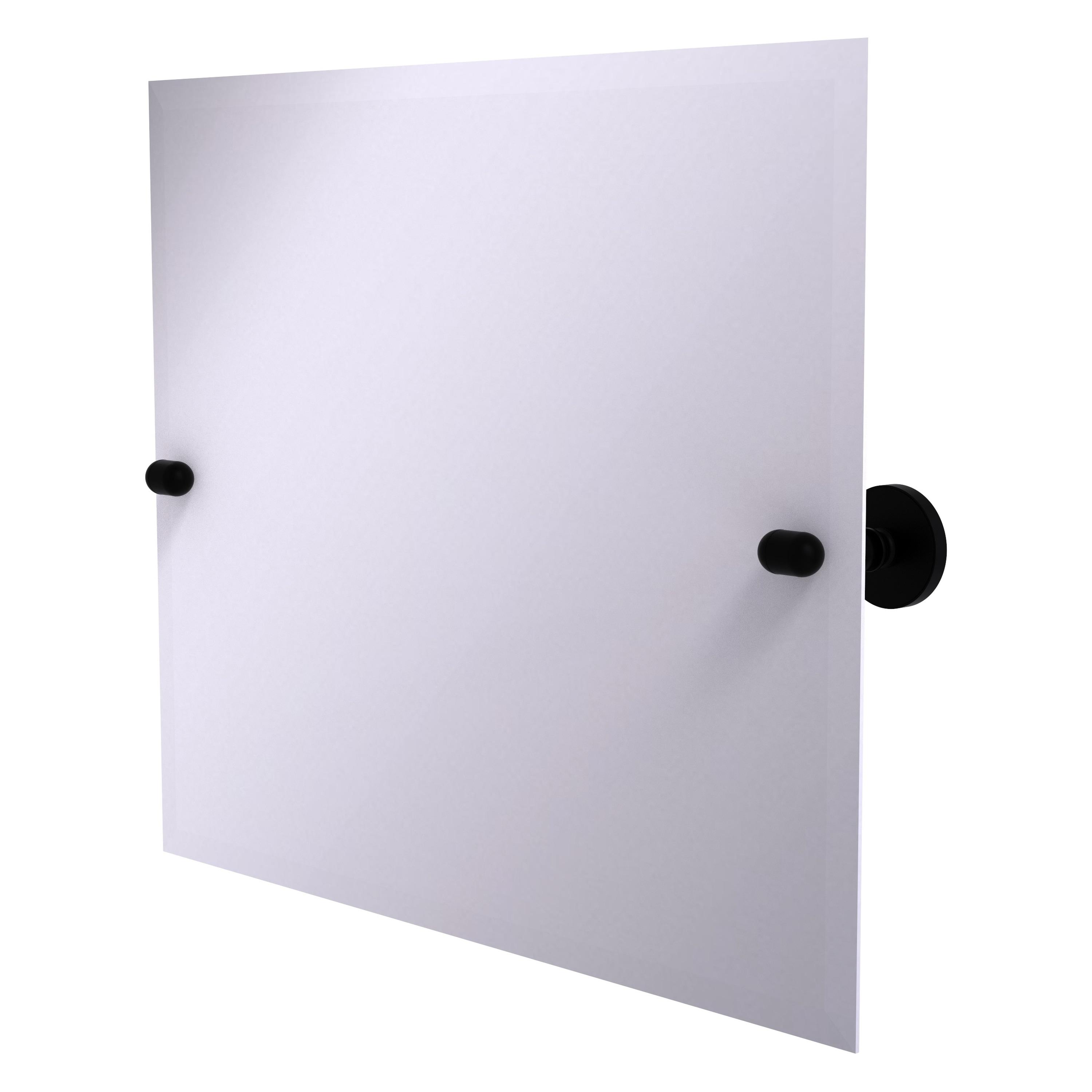 Matte Black Frameless Rectangular Wall Mirror with Beveled Edge