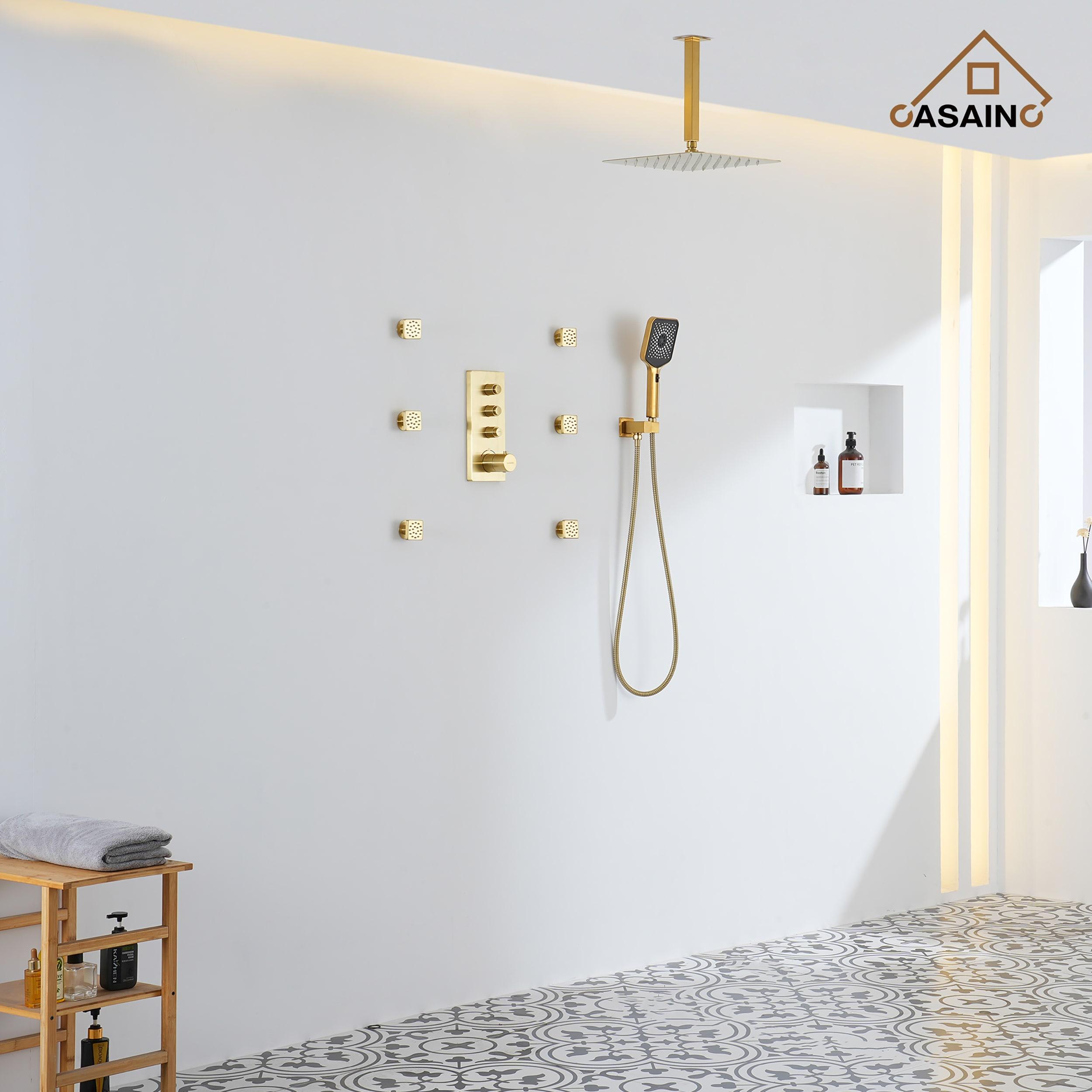 CASAINC 3 Functions 12 Inch Ceiling Mounted Thermostatic Shower System